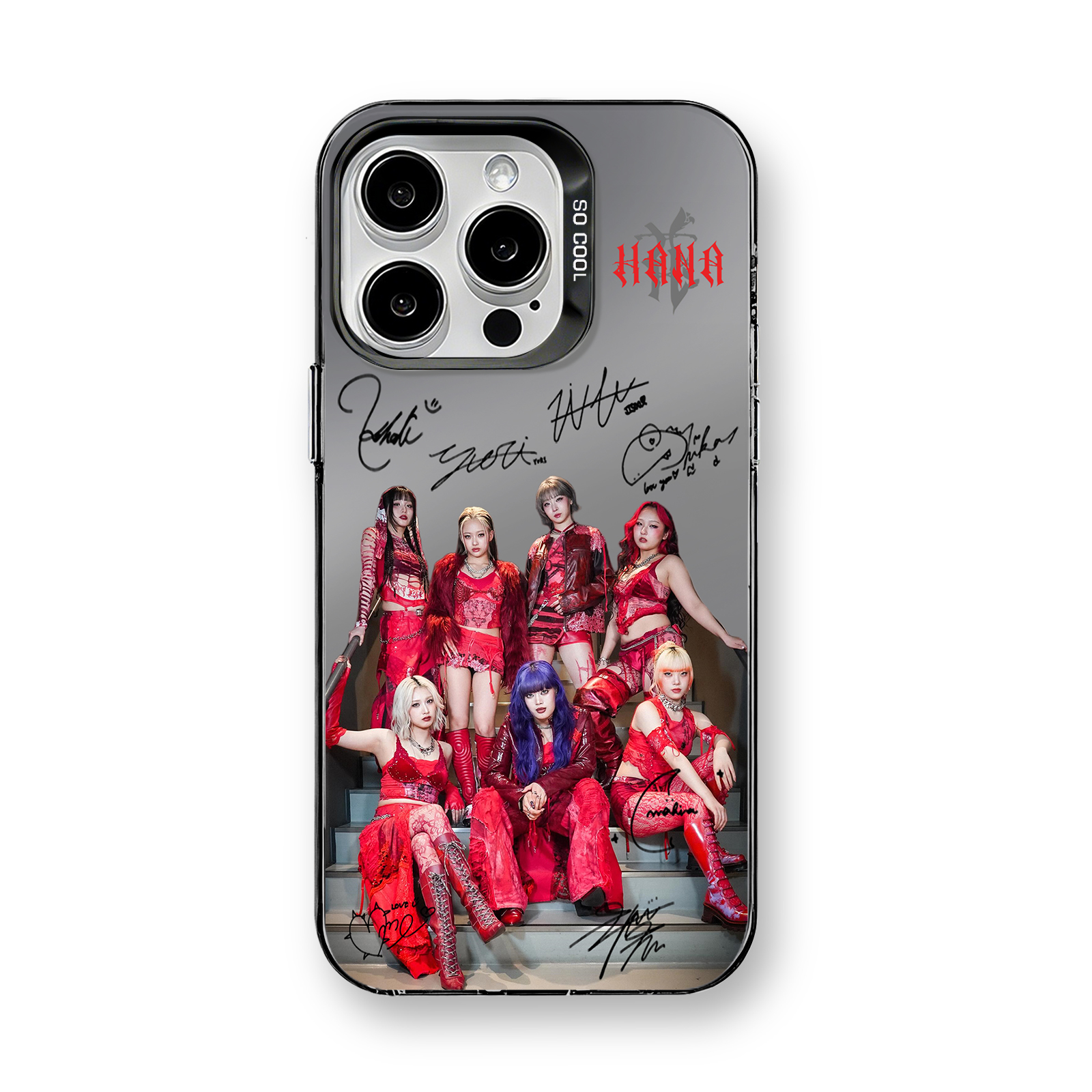 ミラースマホケース-黒【HANA】-B