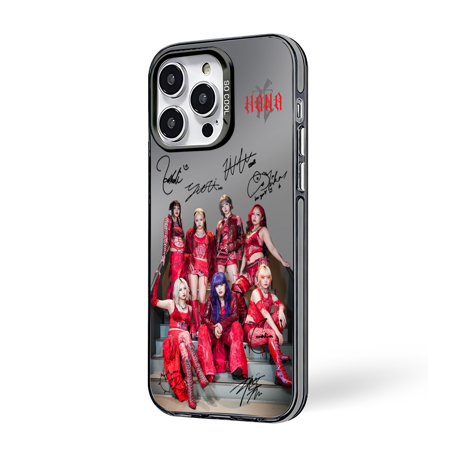 ミラースマホケース-黒【HANA】-B