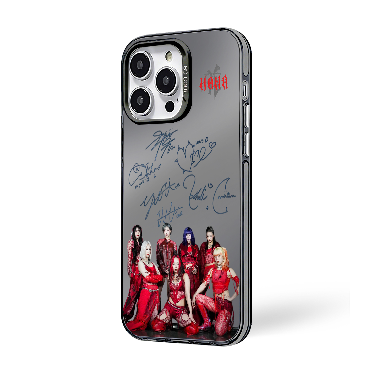 ミラースマホケース-黒【HANA/HANA】