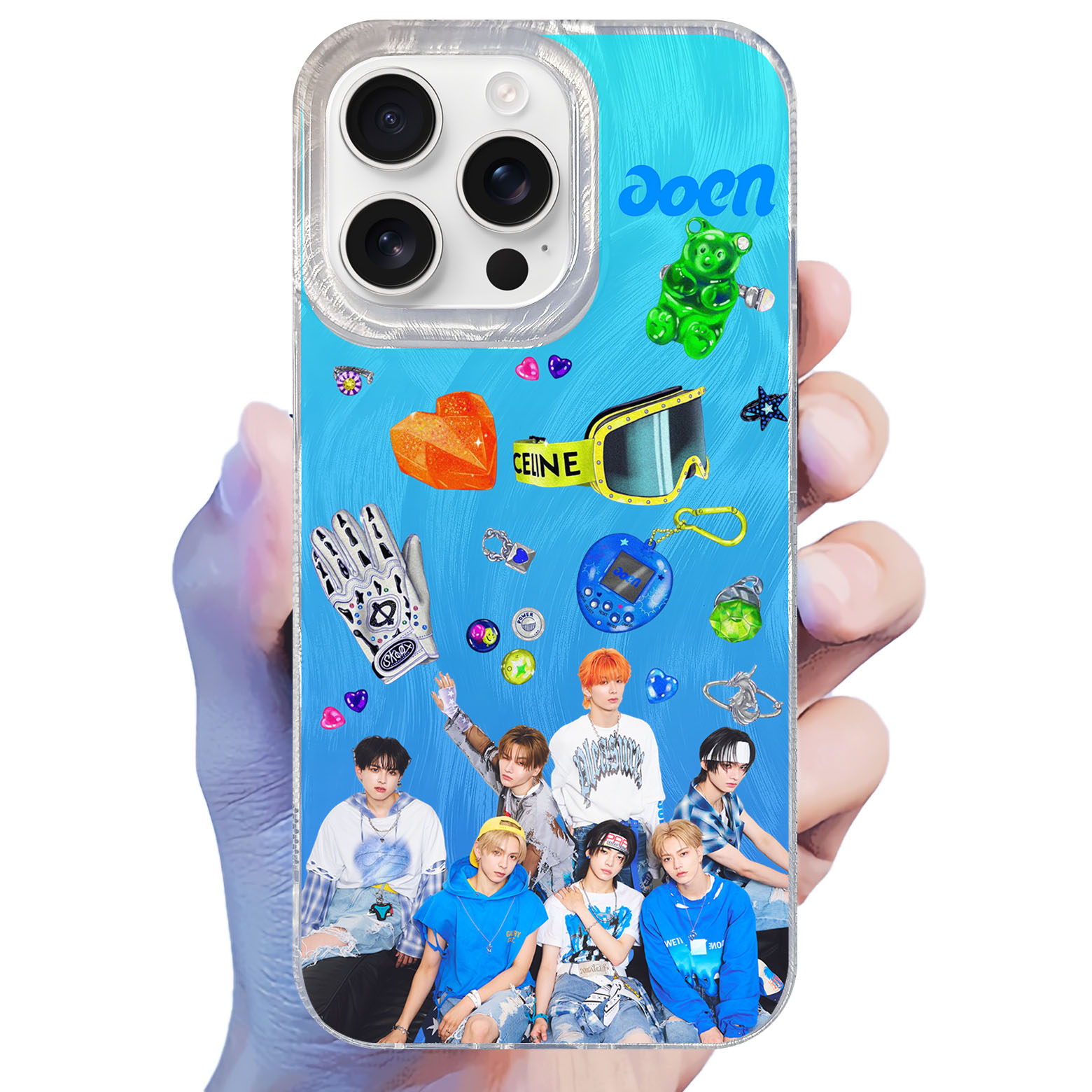 フェザーテクスチャーレーザーグラデーションスマートフォンケース【aoen/青い太陽】-YITOTO™推し活がもっと楽しくなる