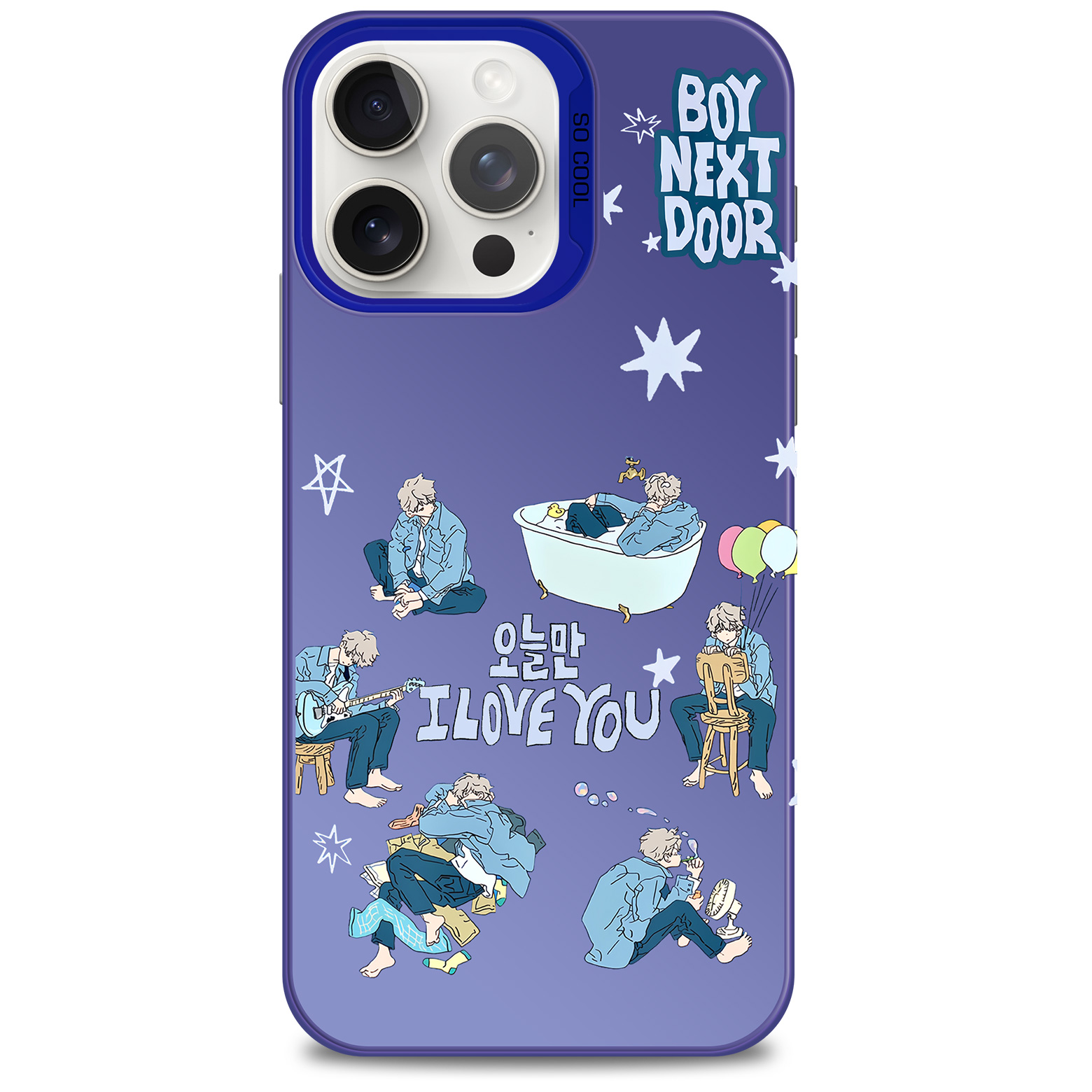 レーザーグラデーションスマートフォンケース-青【BOYNEXTDOOR/오늘만 I LOVE YOU (IF I SAY, I LOVE YOU)】