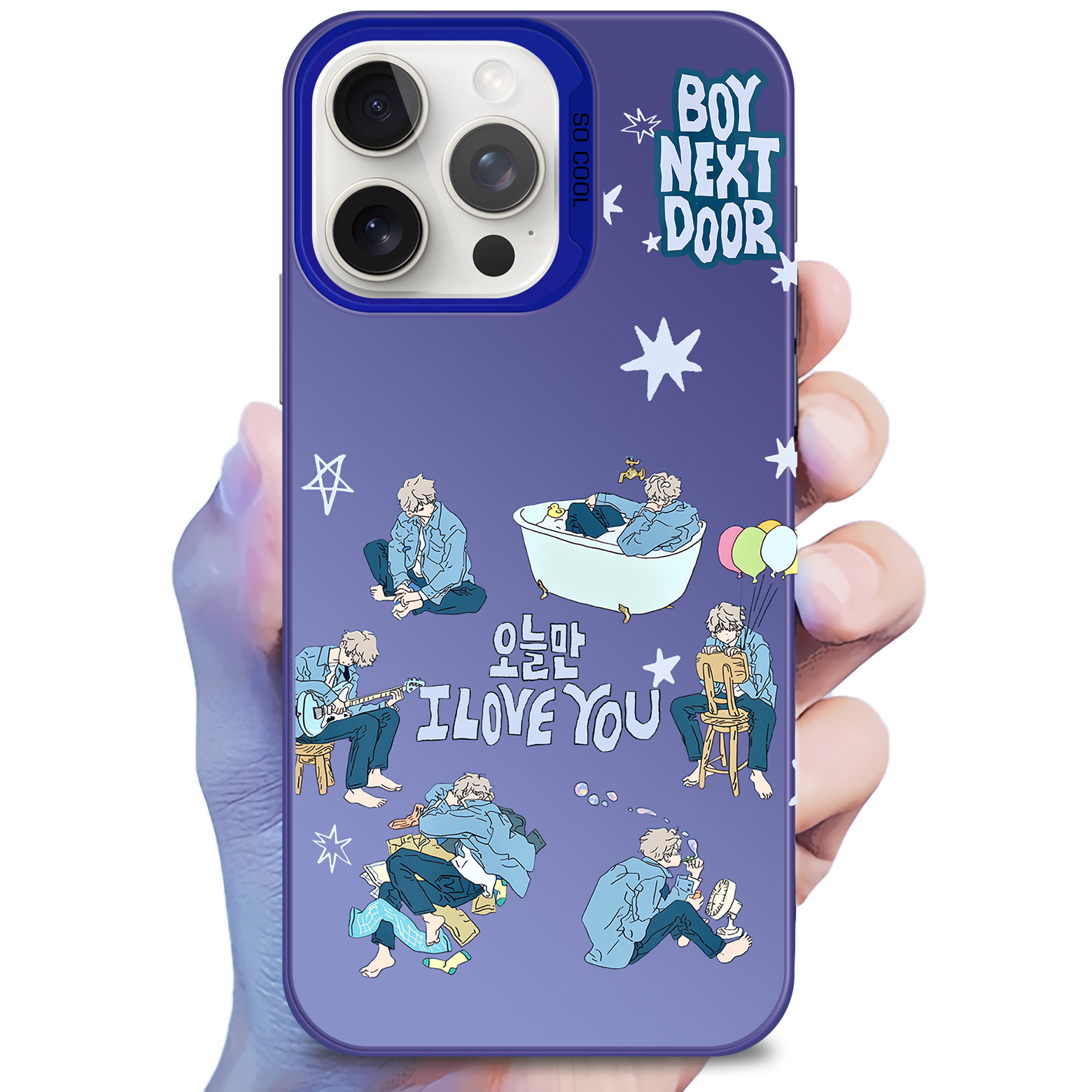 レーザーグラデーションスマートフォンケース-青【BOYNEXTDOOR/오늘만 I LOVE YOU (IF I SAY, I LOVE YOU)】