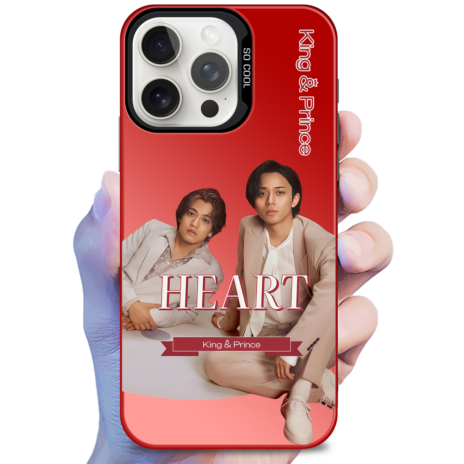 レーザーグラデーションスマートフォンケース-赤【King&Prince/HEART】