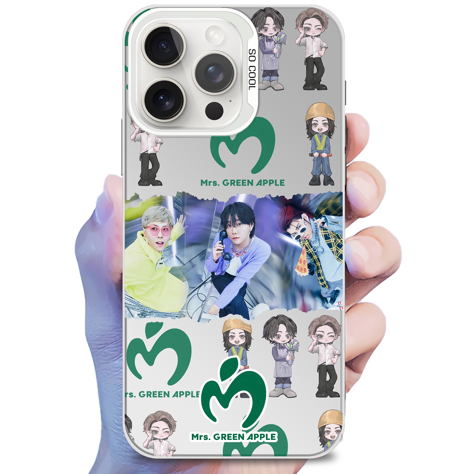 レーザーグラデーションスマートフォンケース-銀【MRSGREENAPPLE】