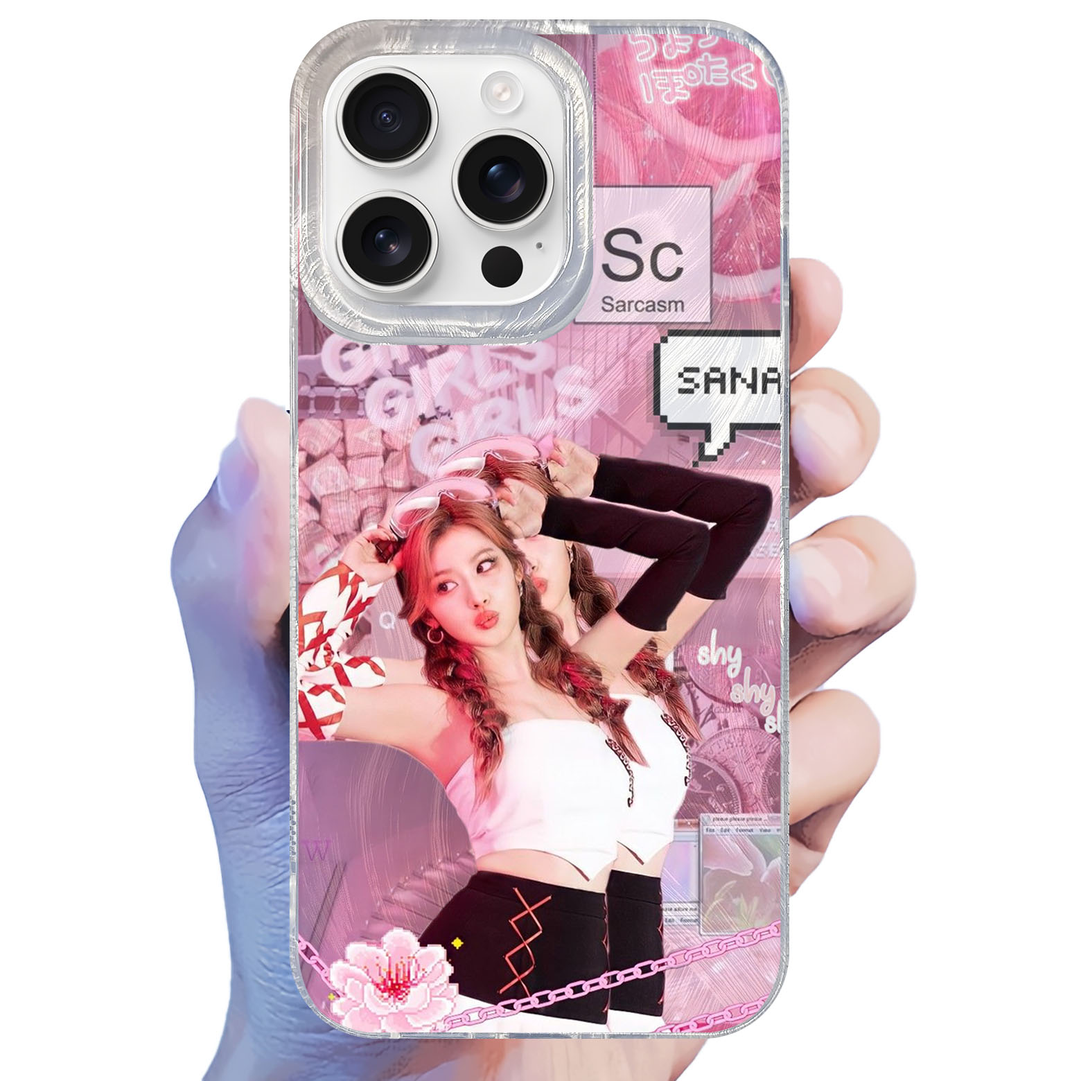 フェザーテクスチャーレーザーグラデーションスマートフォンケース【SANA/TWICE/MISAMO】-B