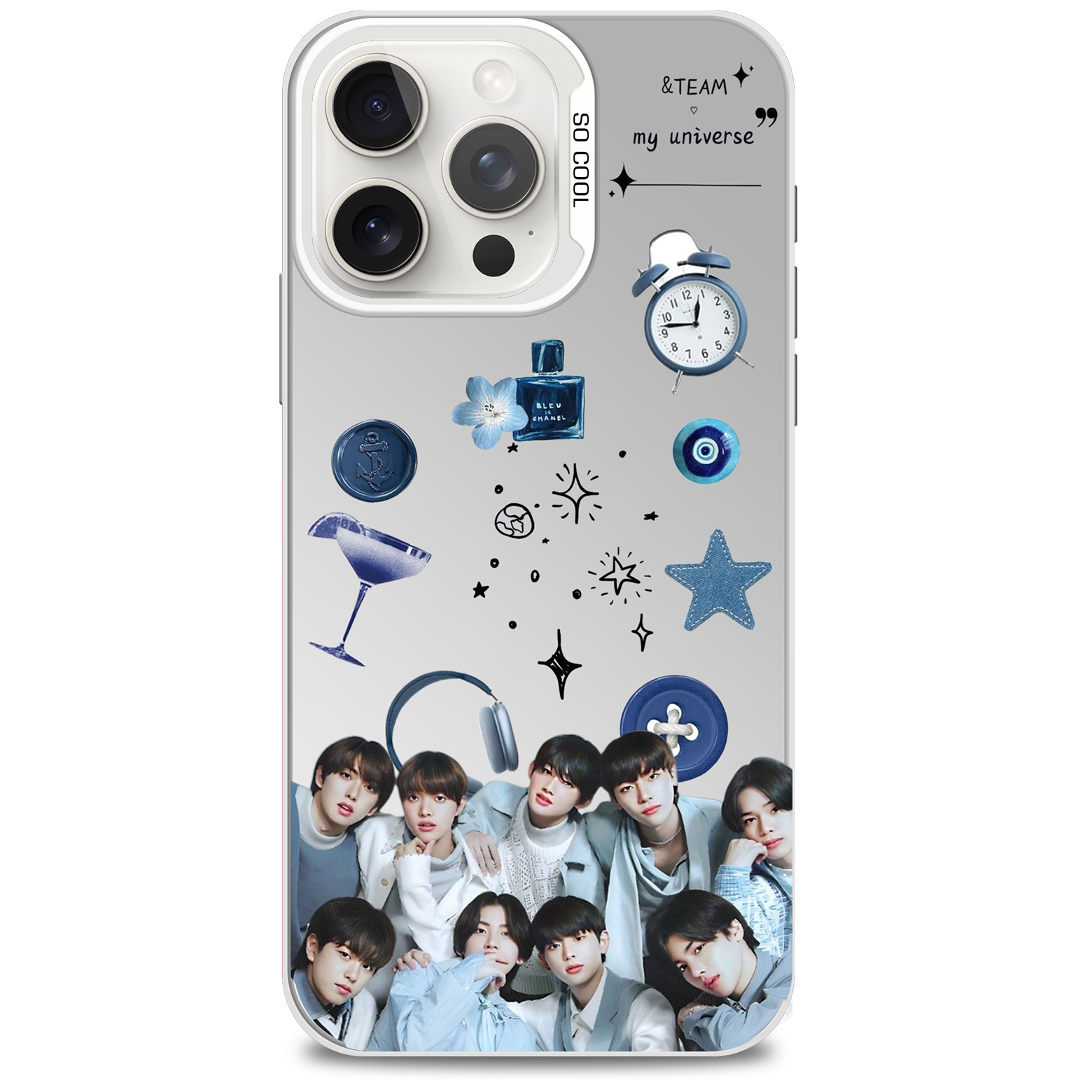 レーザーグラデーションスマートフォンケース-銀【&TEAM】-YITOTO™推し活がもっと楽しくなる