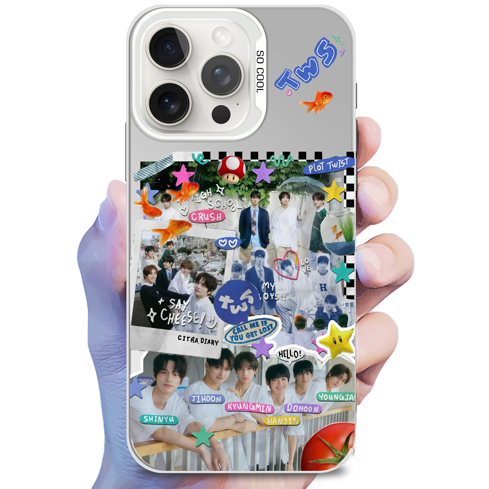 レーザーグラデーションスマートフォンケース-銀【TWS/TRY WITH US】