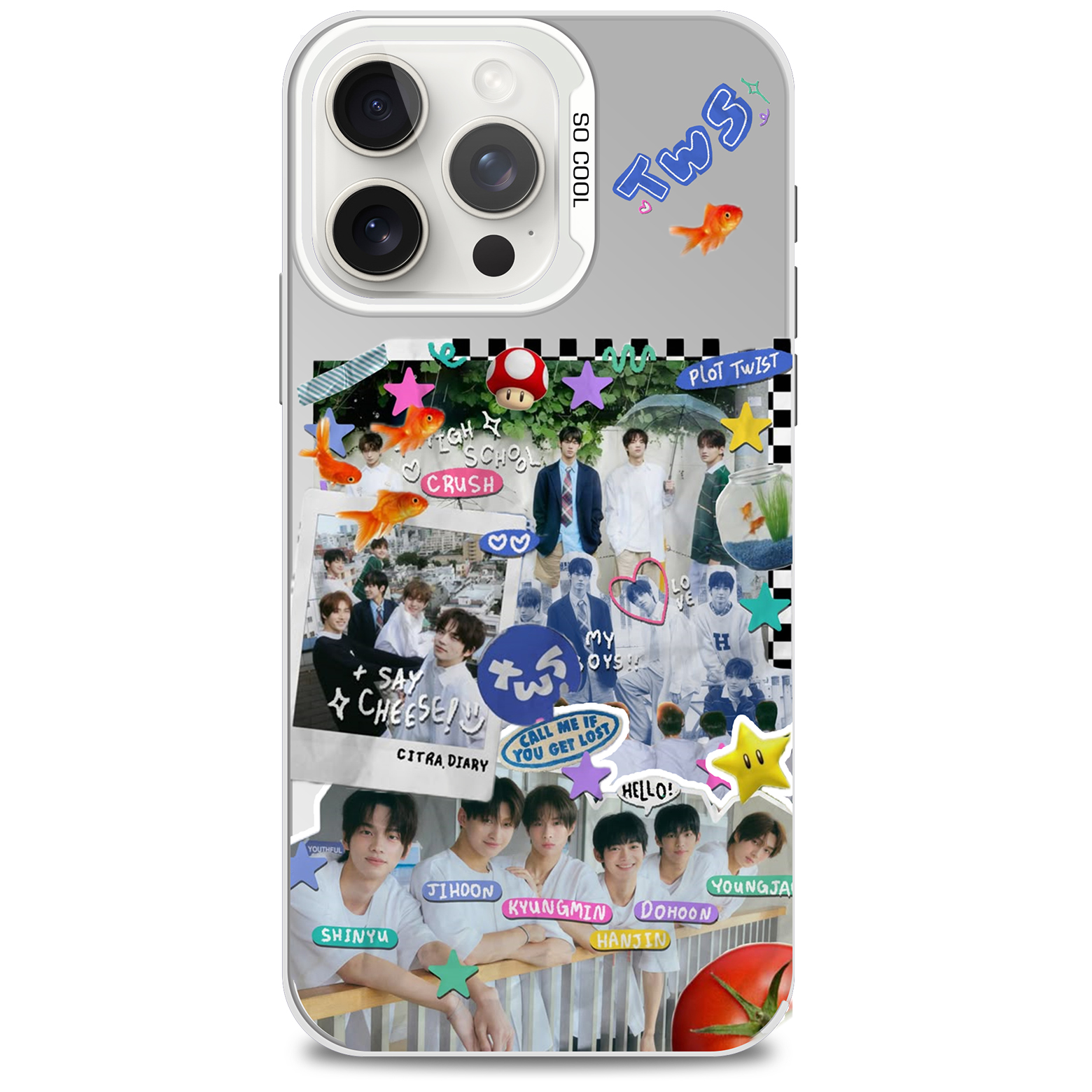 レーザーグラデーションスマートフォンケース-銀【TWS/TRY WITH US】