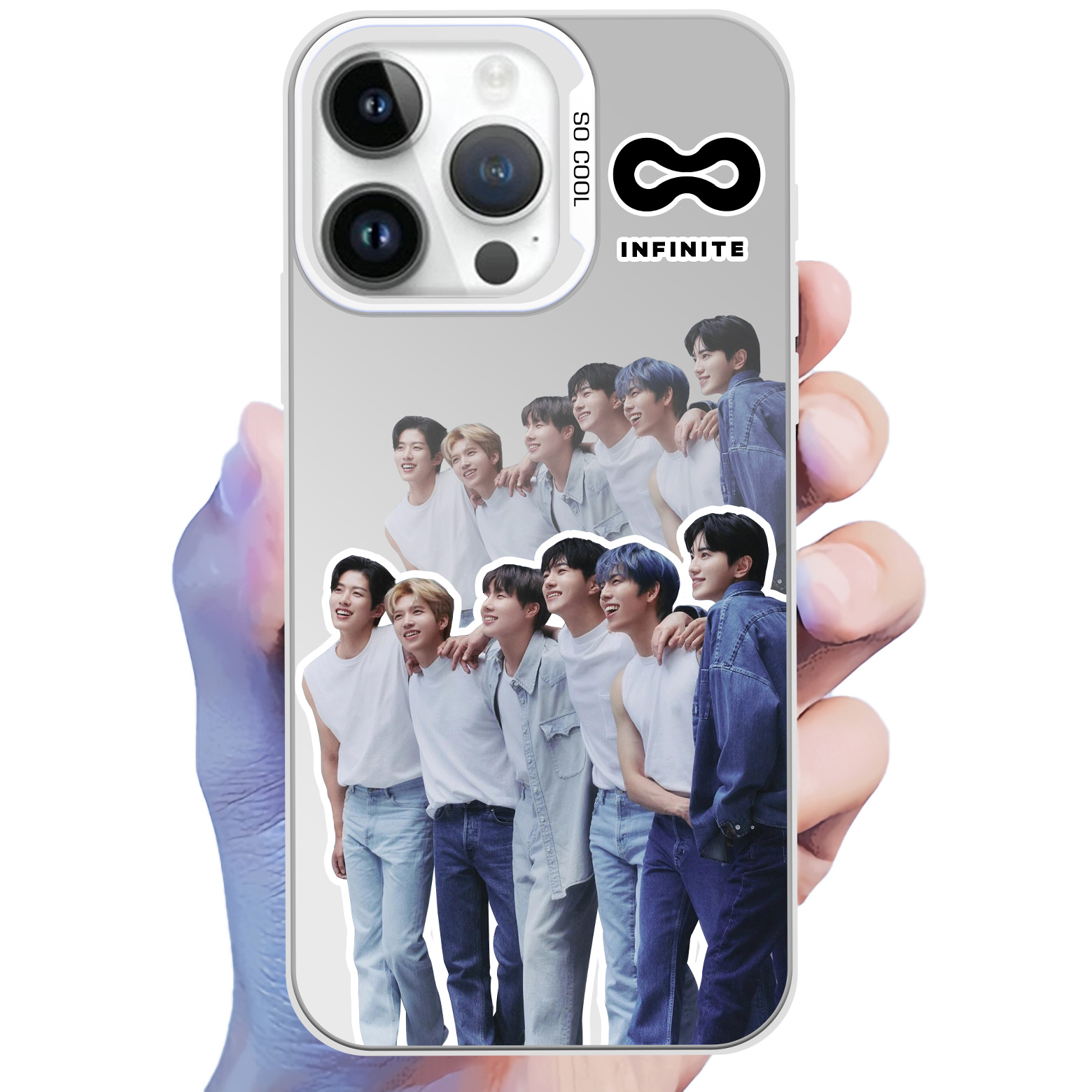 レーザーグラデーションスマートフォンケース-銀【INFINITE】