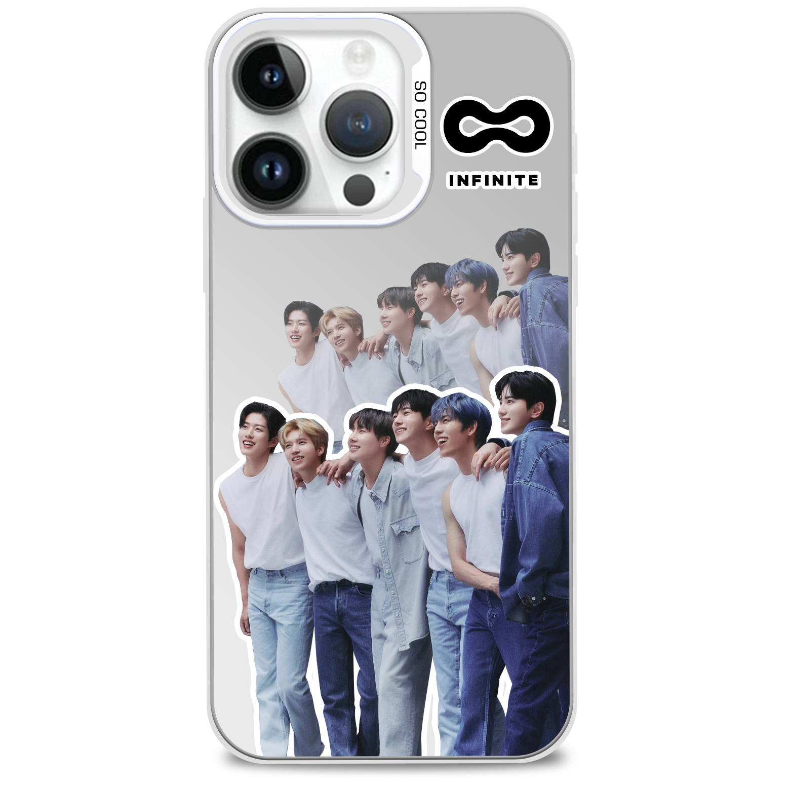 レーザーグラデーションスマートフォンケース-銀【INFINITE】