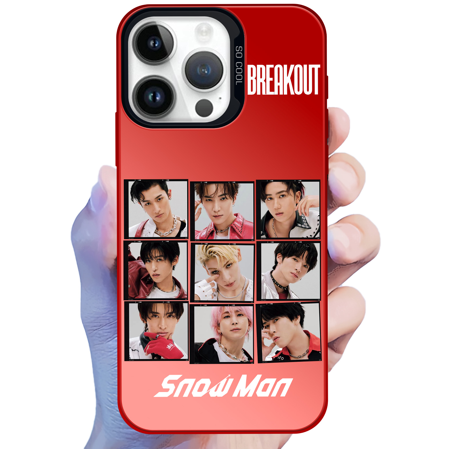 レーザーグラデーションスマートフォンケース-赤【SnowMan/BREAKOUT】