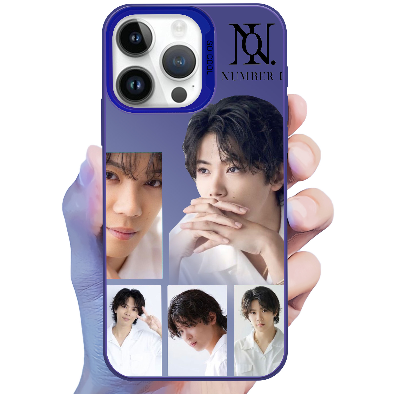 レーザーグラデーションスマートフォンケース-青【神宮寺勇太】