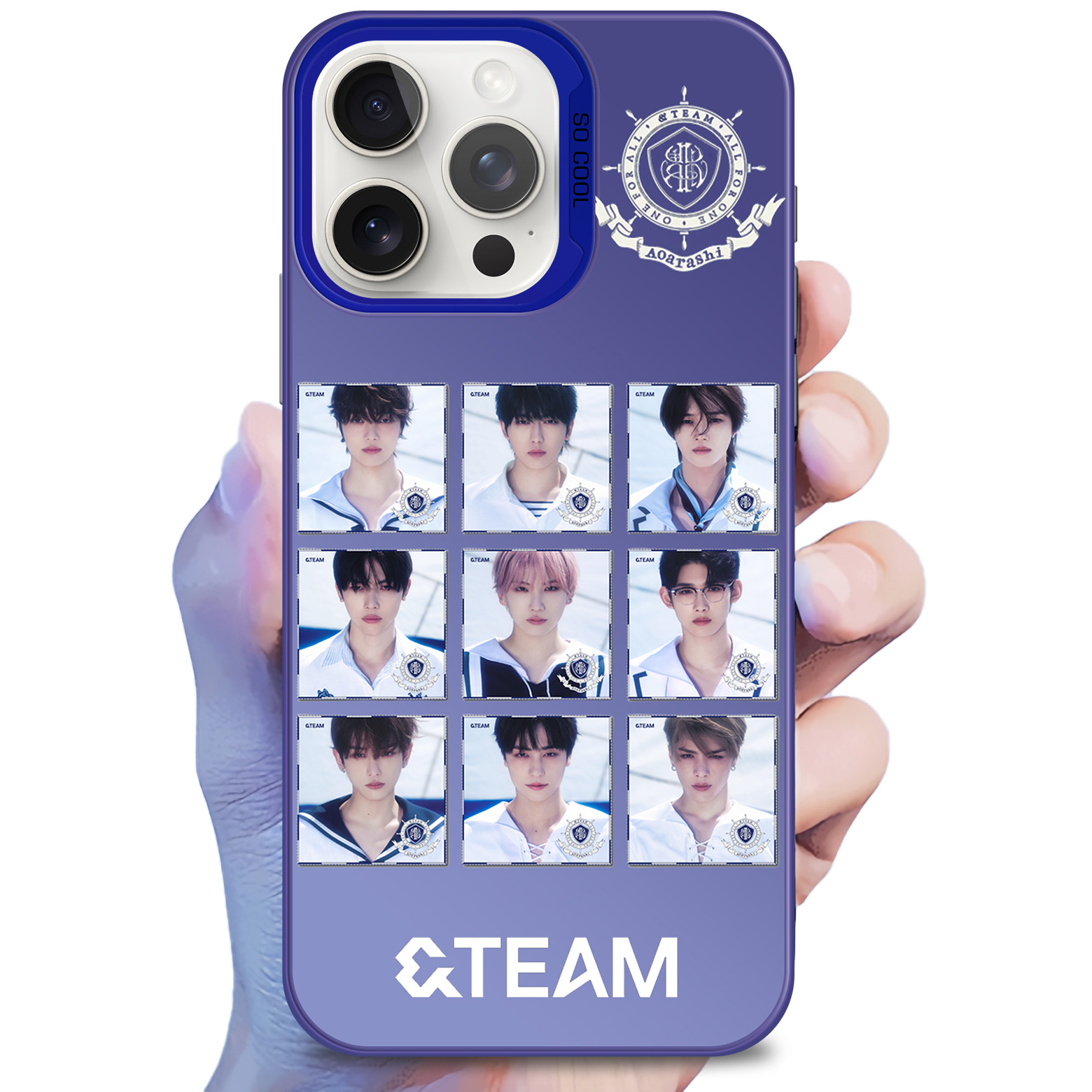 レーザーグラデーションスマートフォンケース-青【&TEAM】2種類