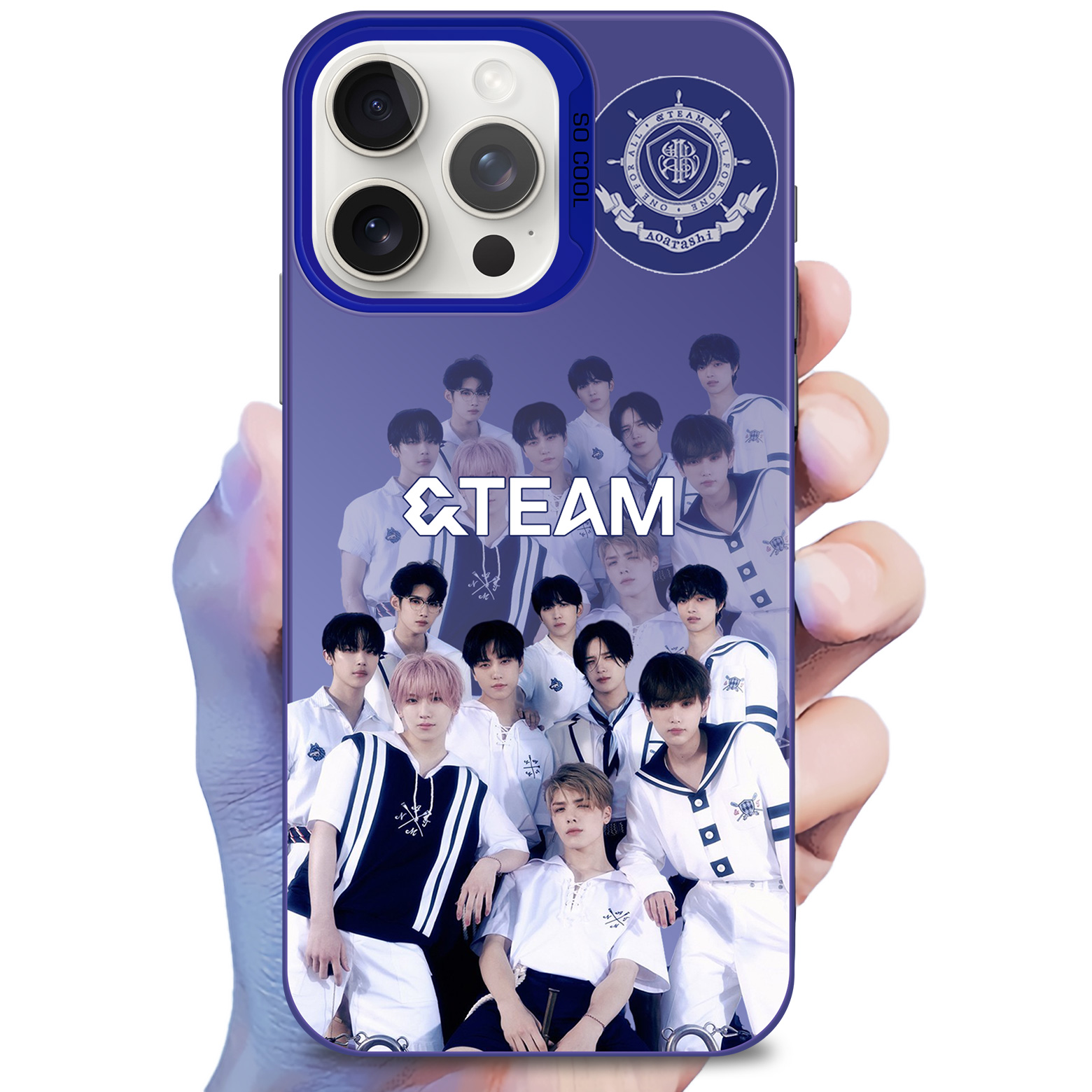 レーザーグラデーションスマートフォンケース-青【&TEAM】2種類