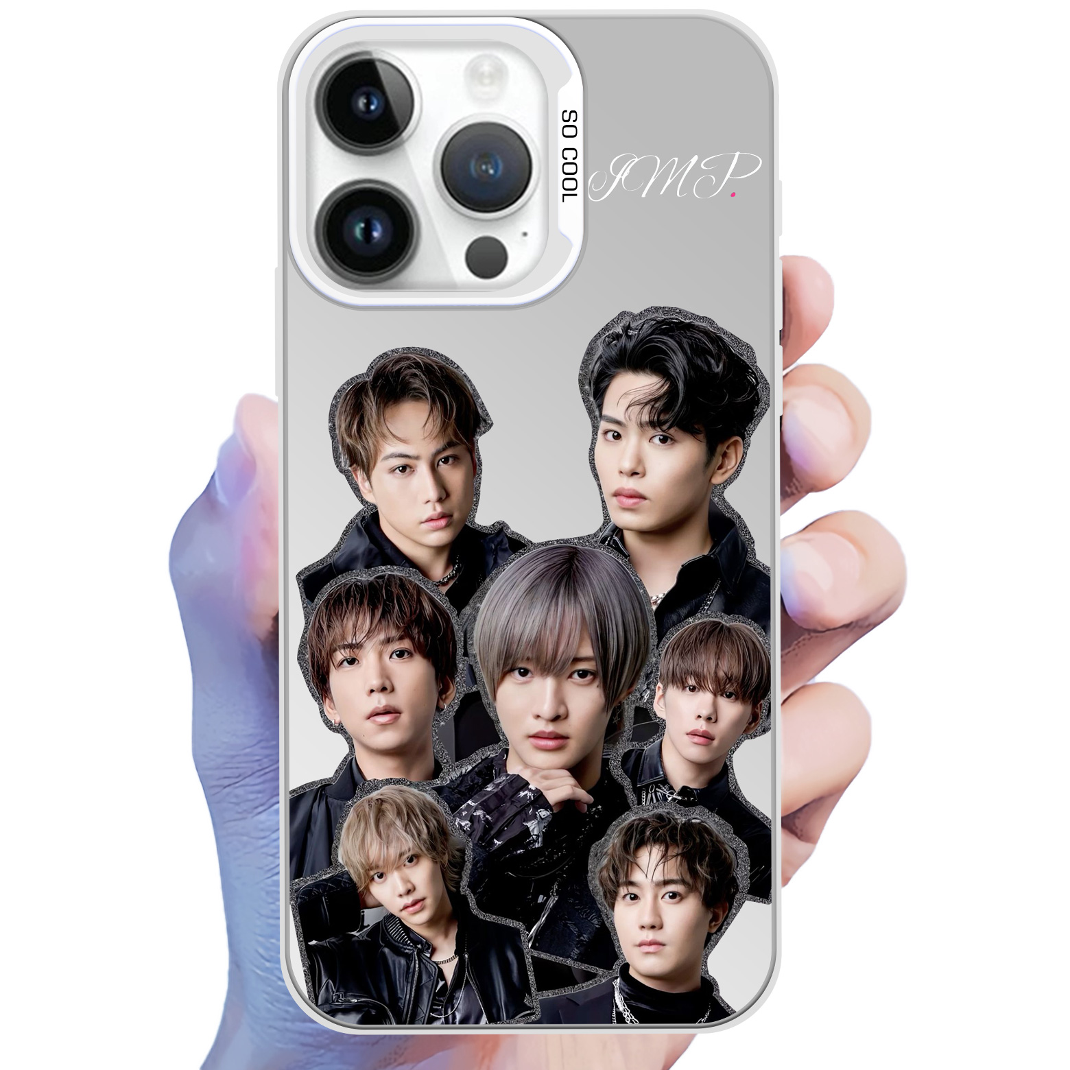 レーザーグラデーションスマートフォンケース-銀【IMP.】