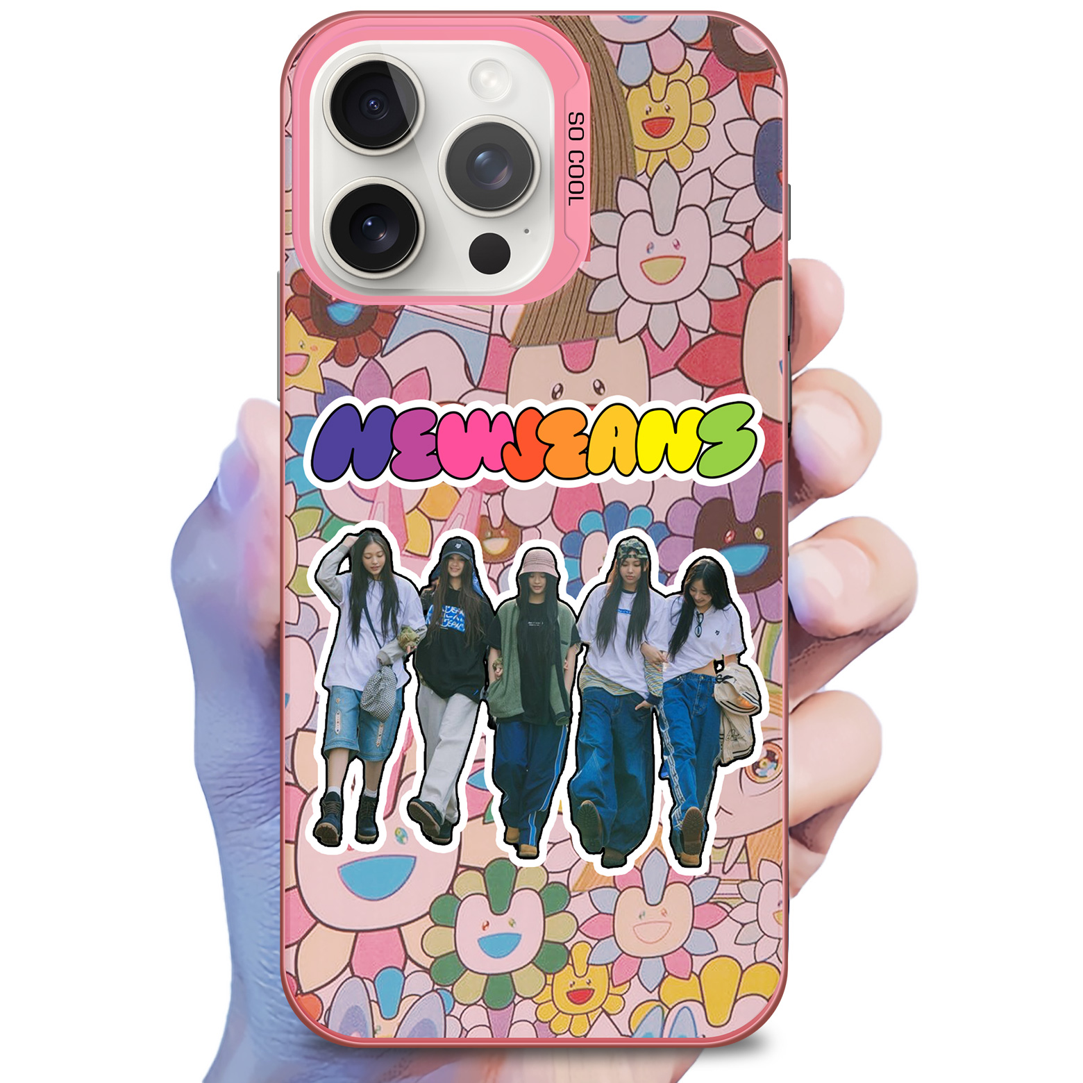 レーザーグラデーションスマートフォンケース-ピンク【NewJeans/Supernatural】
