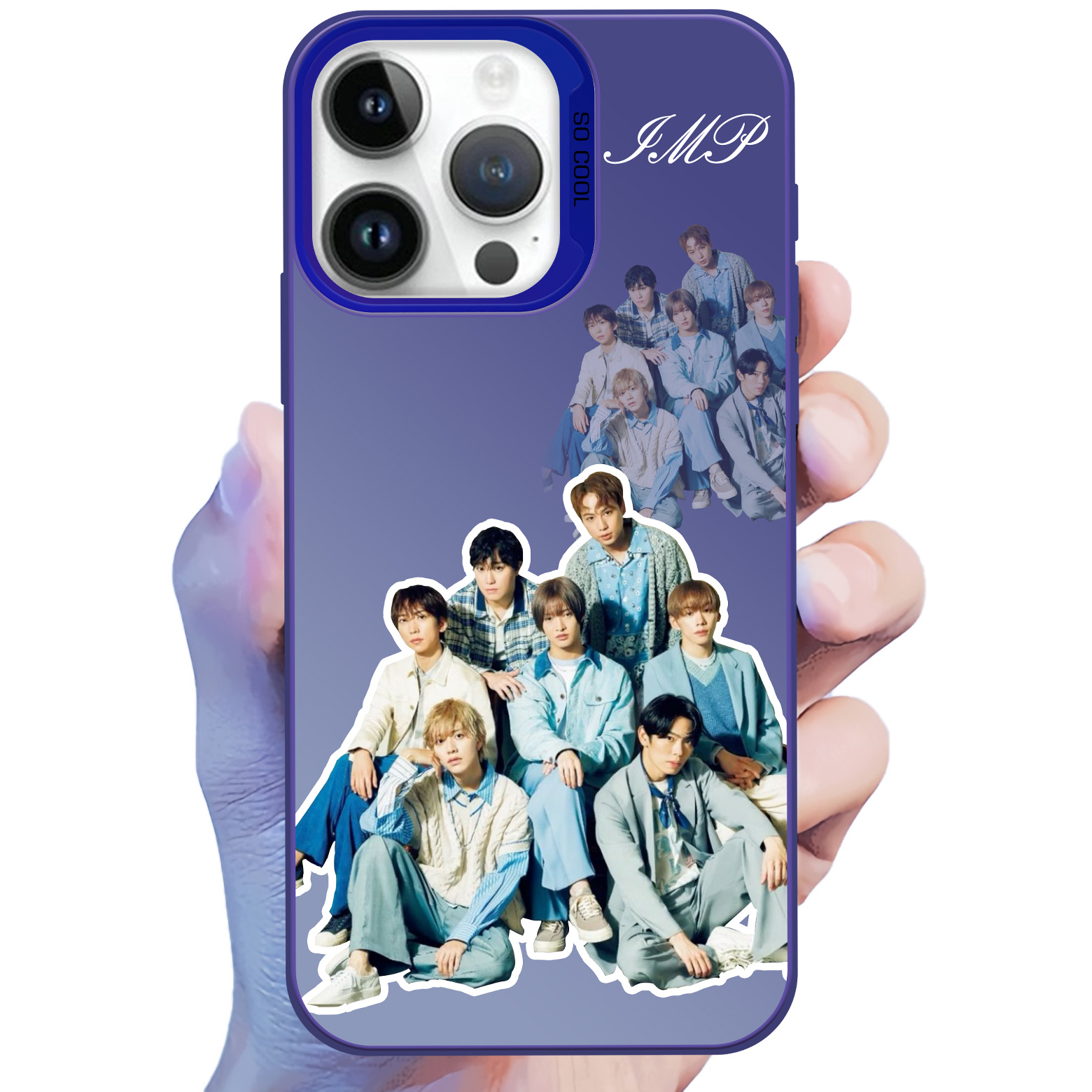 レーザーグラデーションスマートフォンケース-青【IMP.】