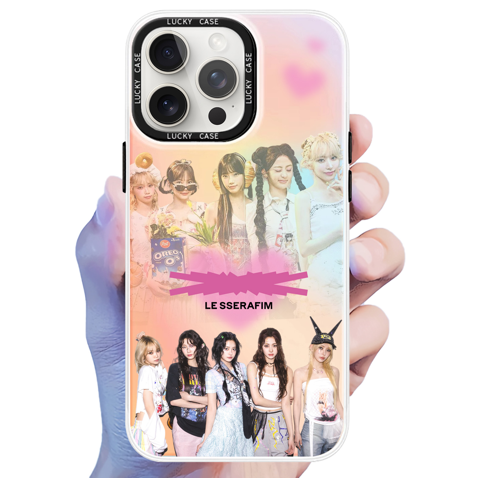 レーザーグラデーションスマートフォンケース【LESSERAFIM/CRAZY】