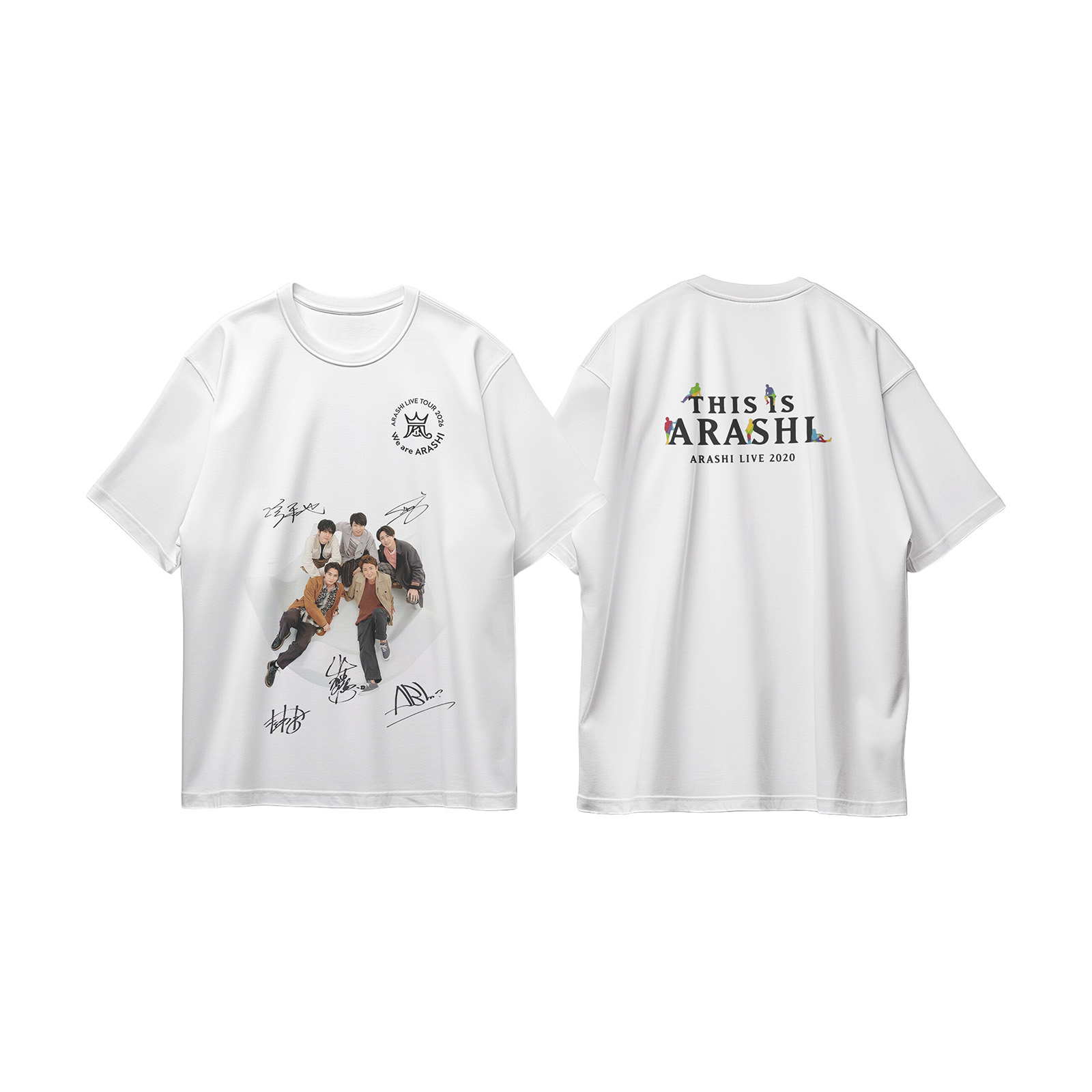 コットン プリント 応援Tシャツ-白【嵐ARASHI/FIVE】-Z