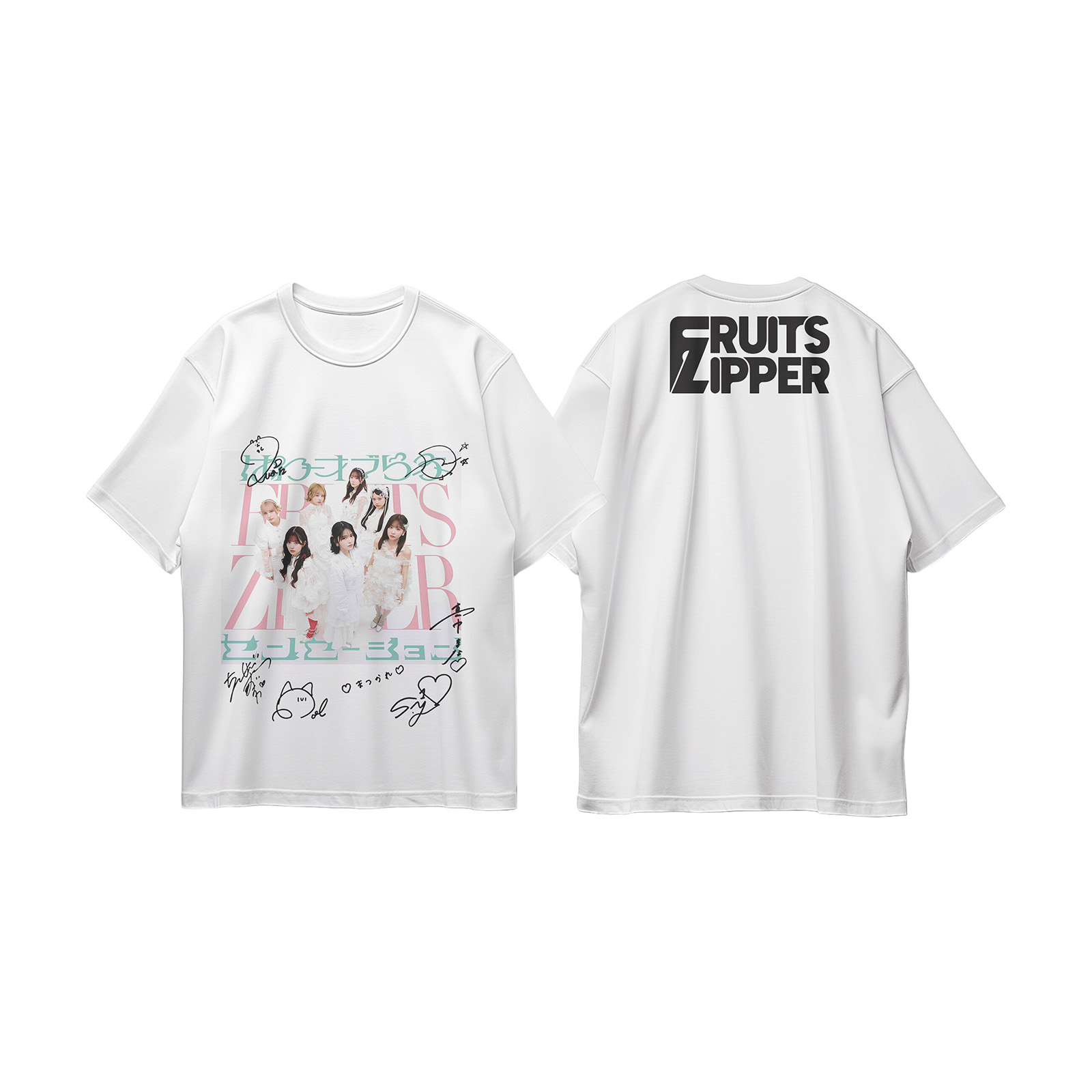 コットン プリント 応援Tシャツ-白【FRUITS ZIPPER/Power of Love】
