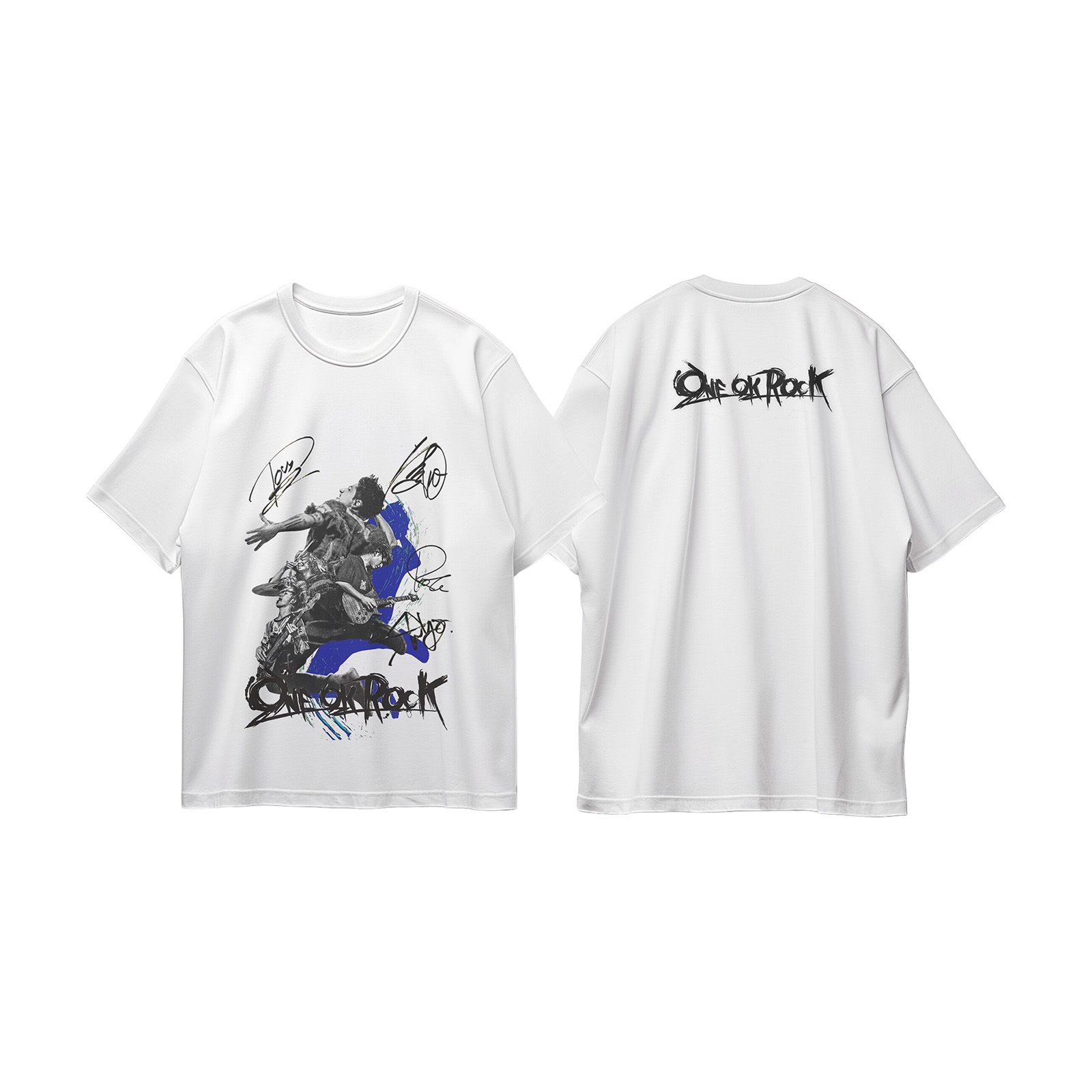 コットン プリント 応援Tシャツ-白【ONE OK ROCK】
