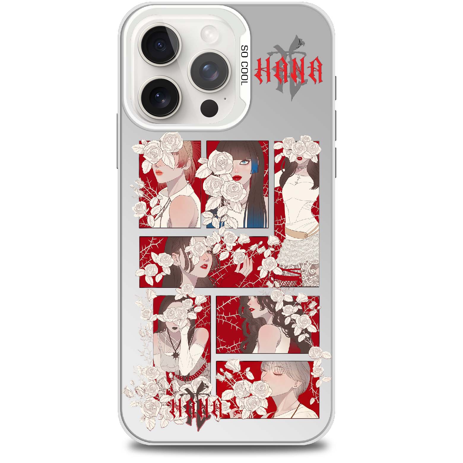 Hanaグッズ | レーザーグラデーションスマートフォンケース-銀【HANA