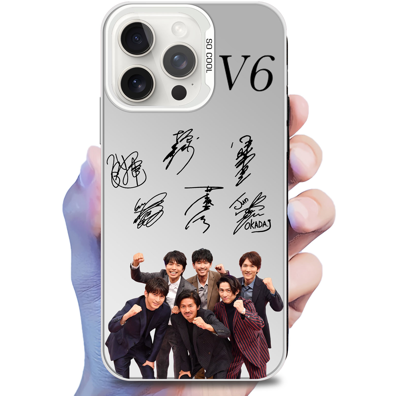 ミラースマホケース-銀【V6】