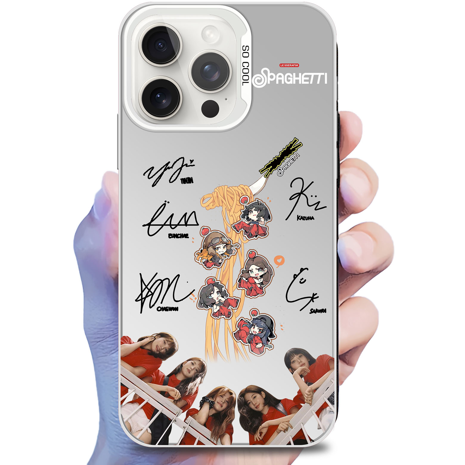 ミラースマホケース-銀【LESSERAFIM/SPAGHETTI】-C