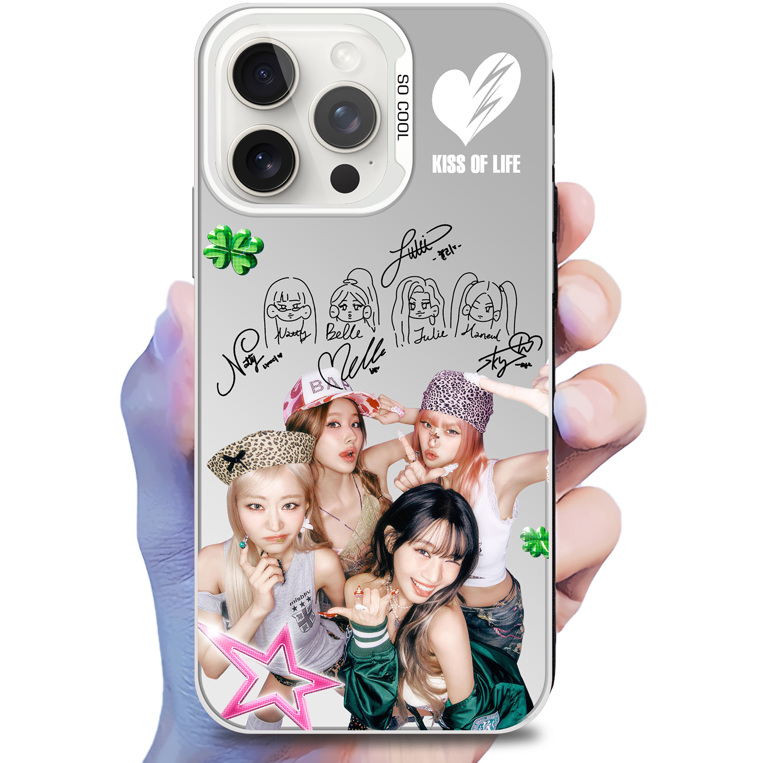 ミラースマホケース-銀【KISS OF LIFE】