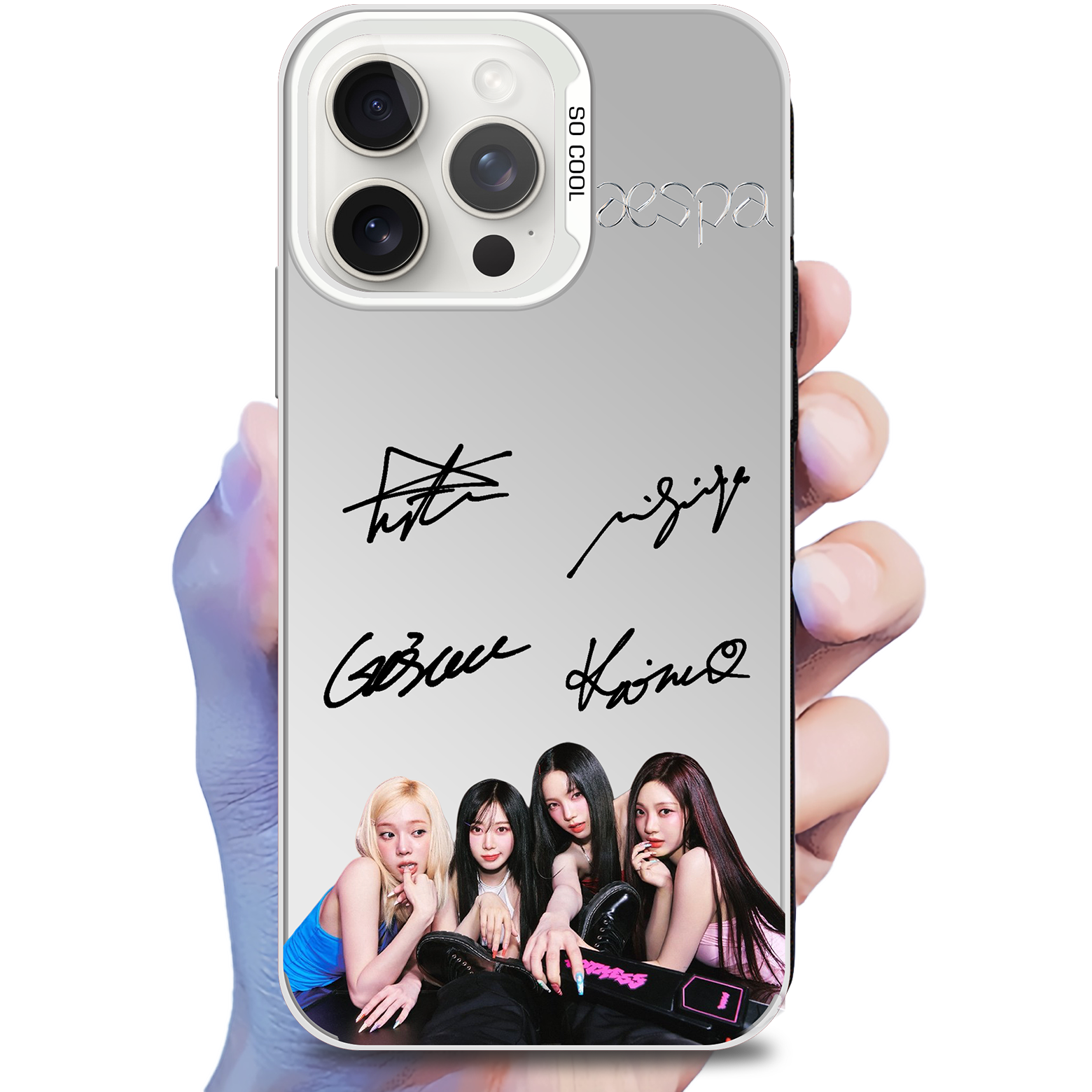 ミラースマホケース-銀【aespa】