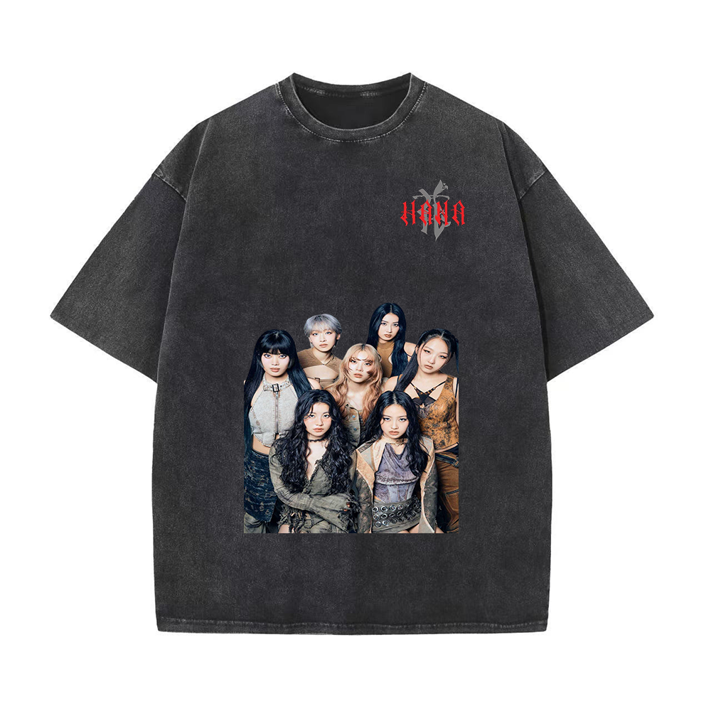 半袖・長袖 厚手エイジング加工Tシャツ／スウェット【HANA】-W