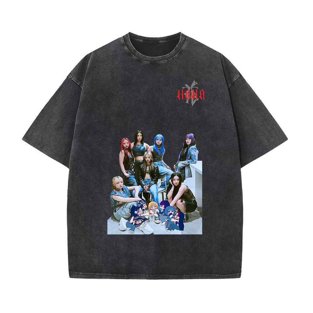 半袖・長袖 厚手エイジング加工Tシャツ／スウェット【HANA】-o