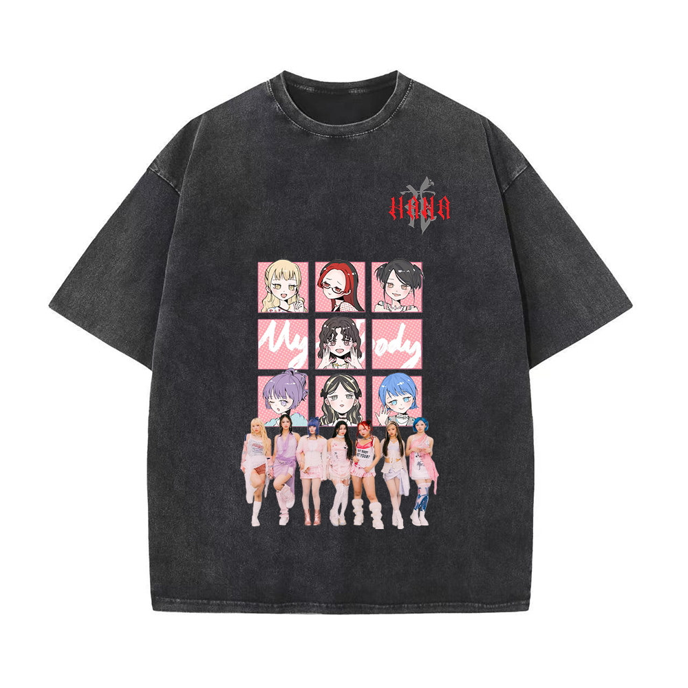 半袖・長袖 厚手エイジング加工Tシャツ／スウェット【HANA/My Boby】-u