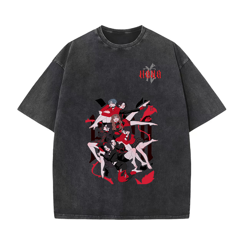 半袖・長袖 厚手エイジング加工Tシャツ／スウェット【HANA/BAD LOVE】-S