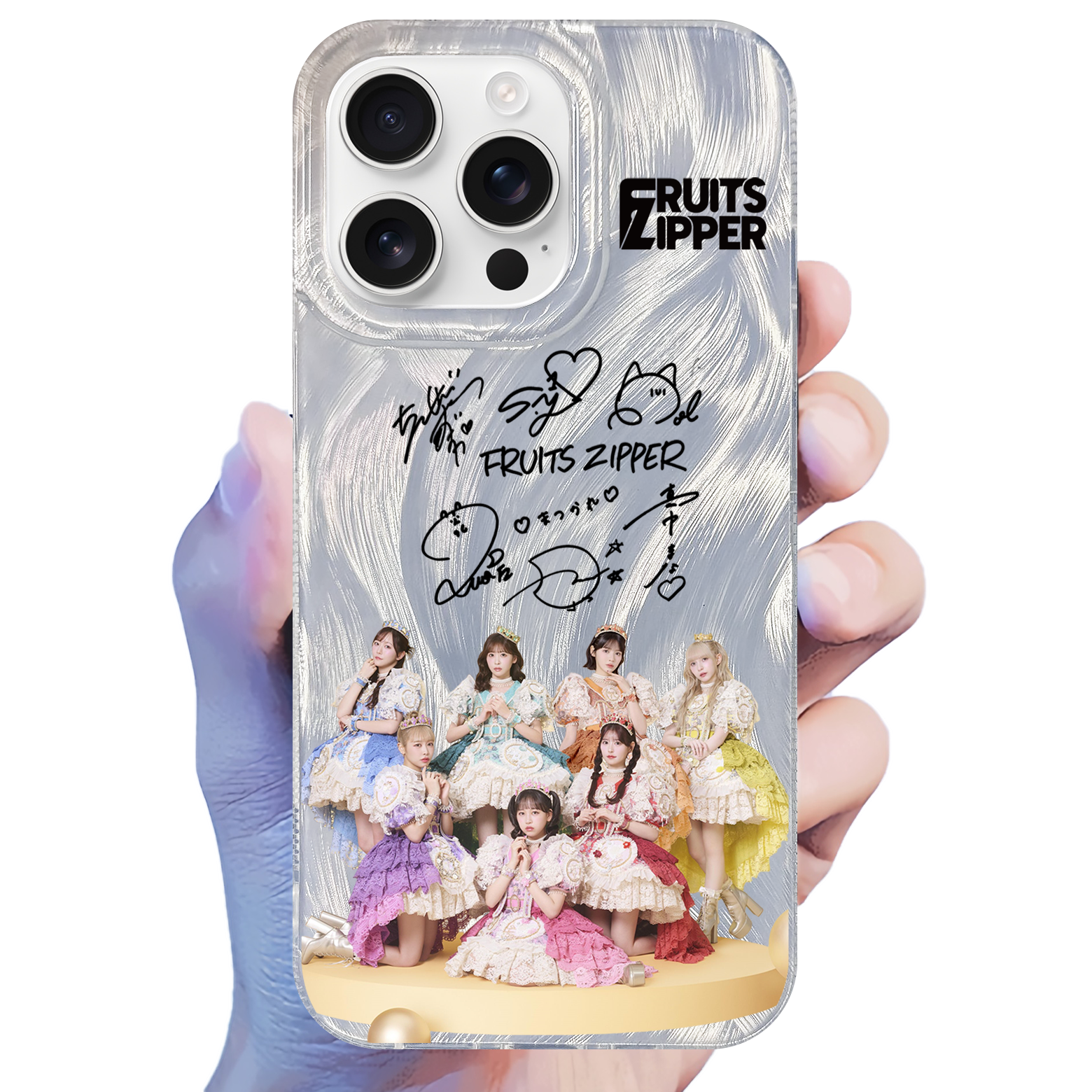 フェザーテクスチャーレーザーグラデーションスマートフォンケース【FRUITS ZIPPER】