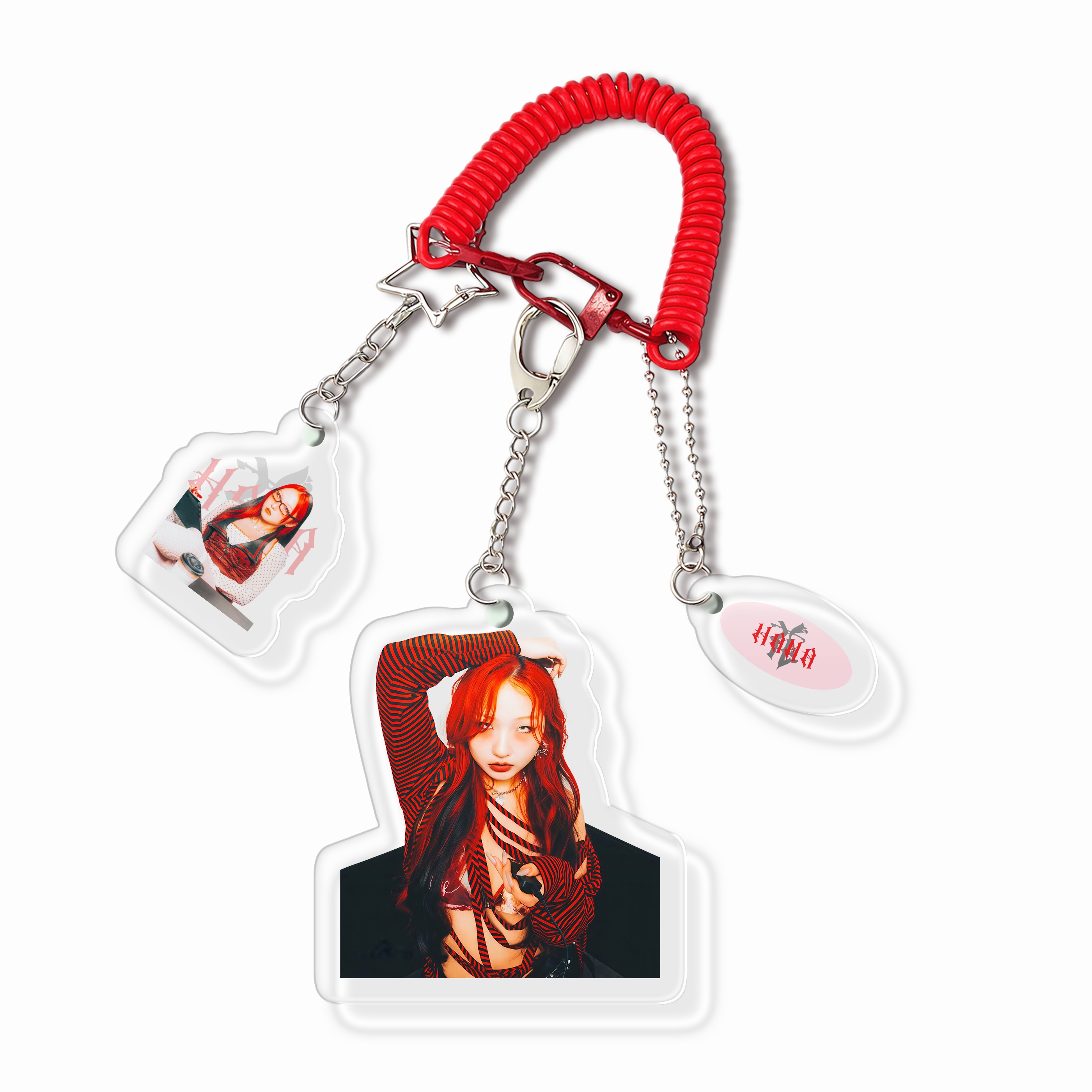  【HANA】個人 ビジュアルアクリルキーホルダー コイルストラップ