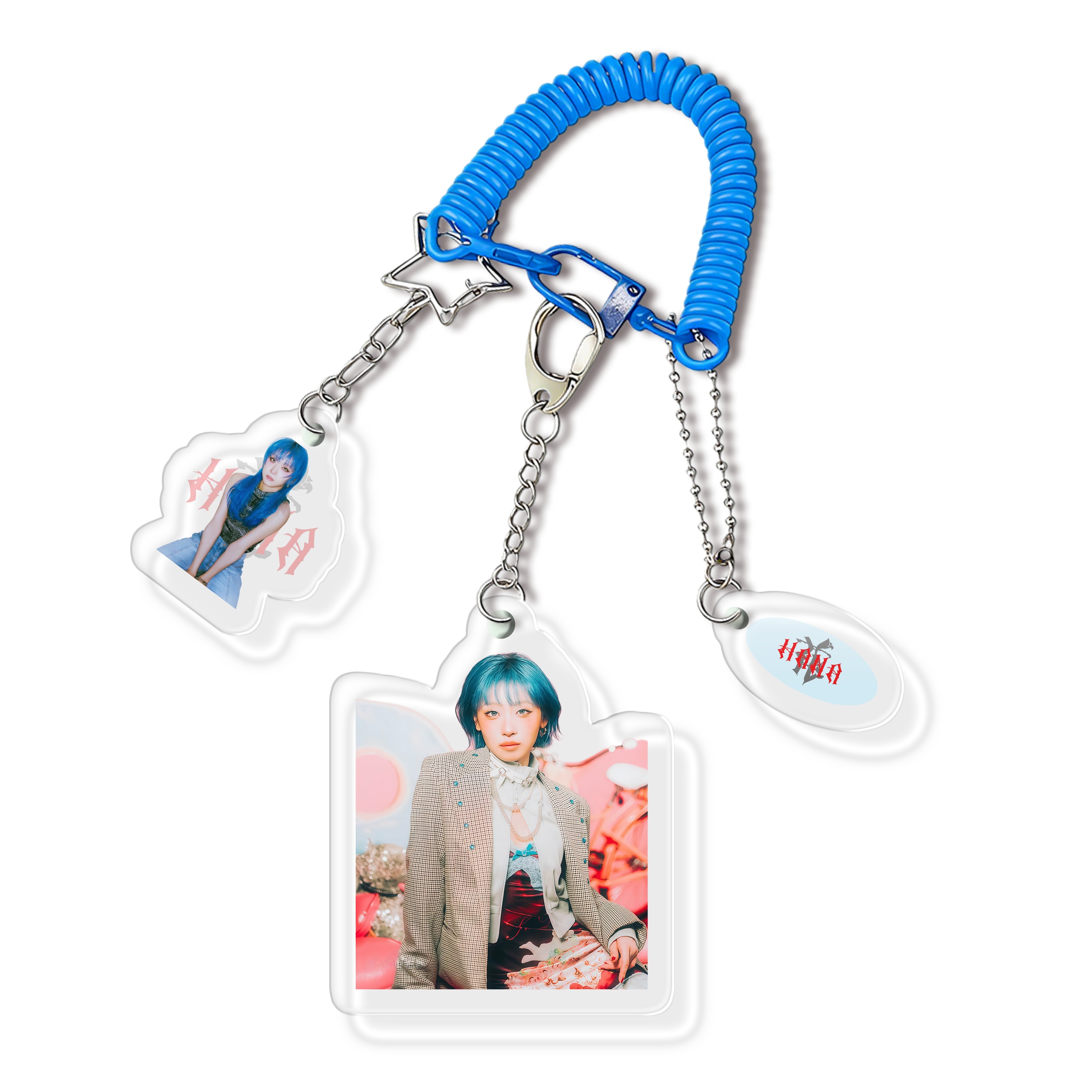  【HANA】個人 ビジュアルアクリルキーホルダー コイルストラップ