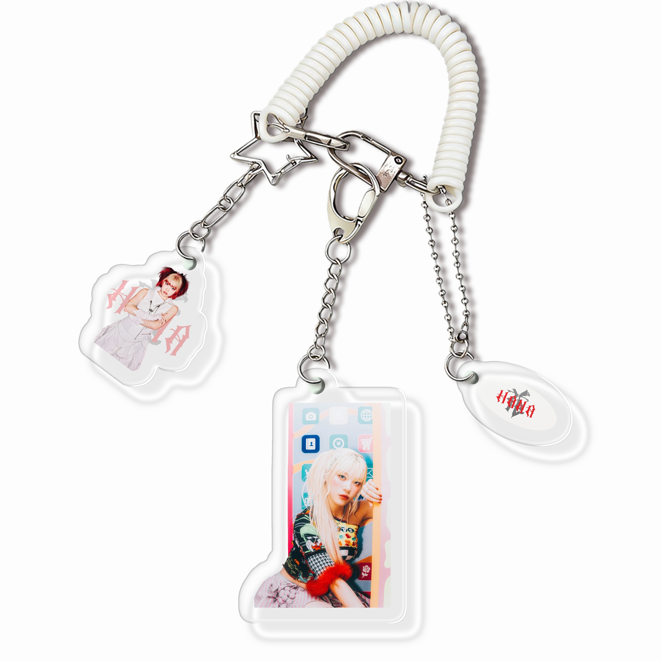  【HANA】個人 ビジュアルアクリルキーホルダー コイルストラップ