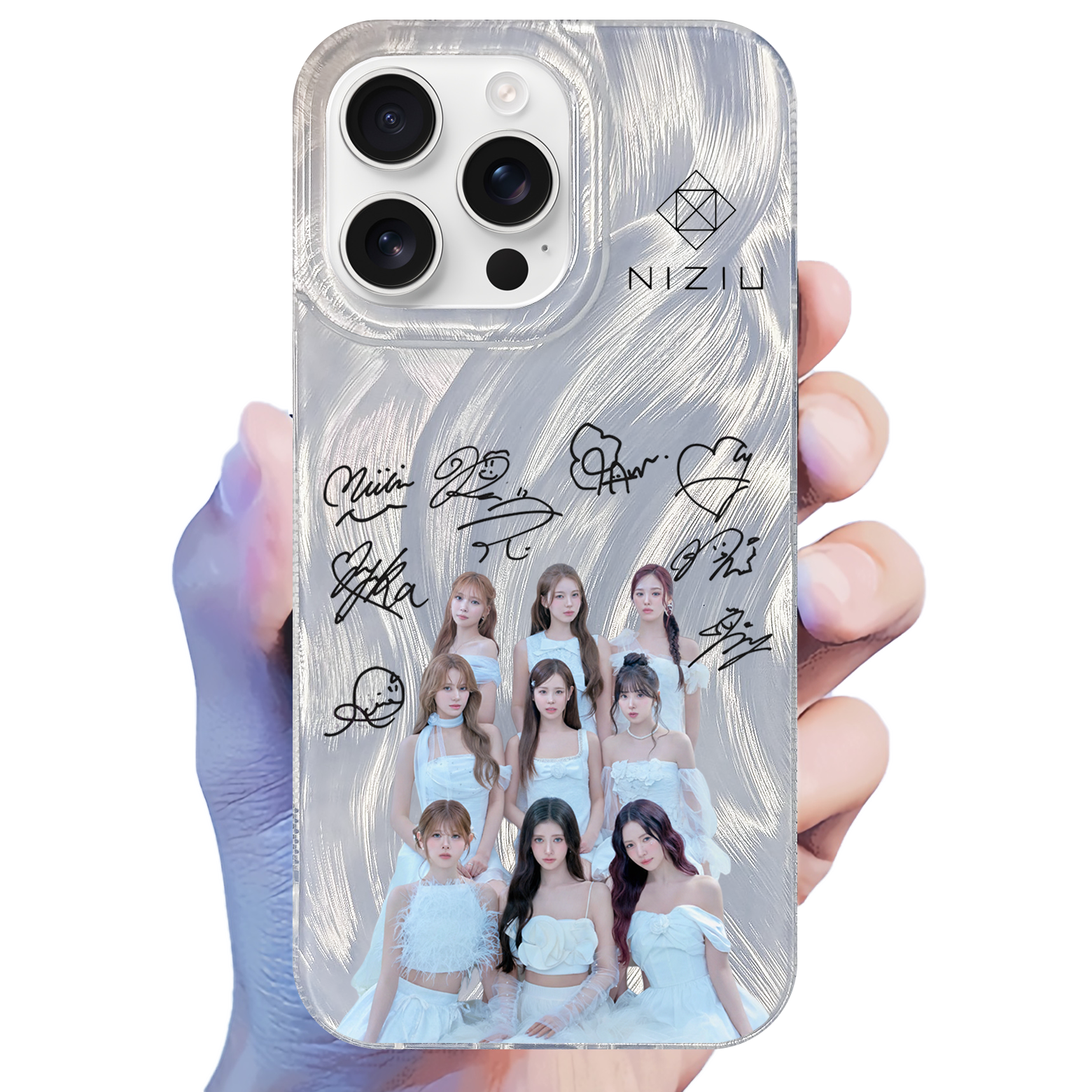 フェザーテクスチャーレーザーグラデーションスマートフォンケース【NiziU/♡Emotion】