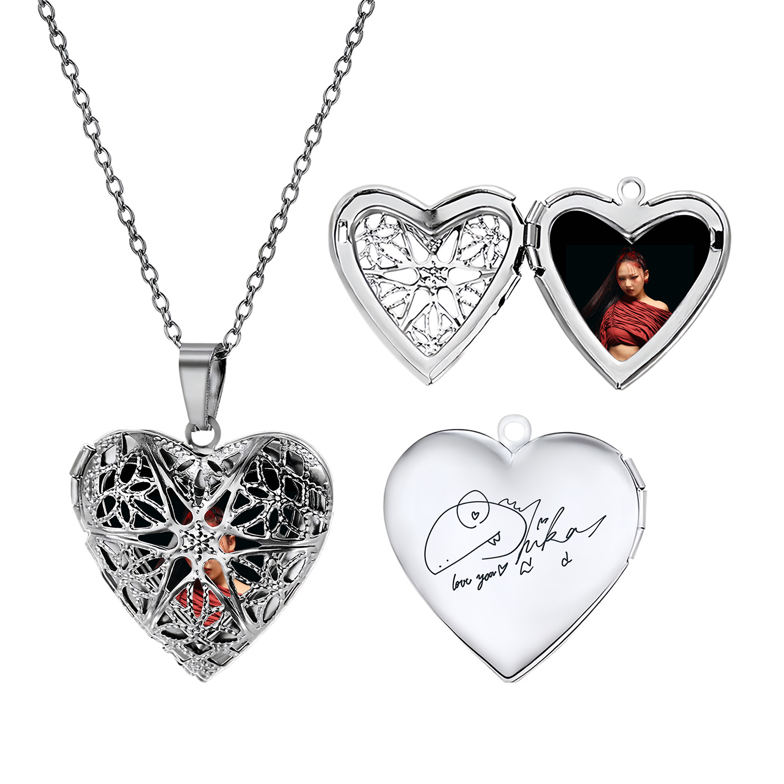 メモリアルハートフォトネックレス【HANA】7種類