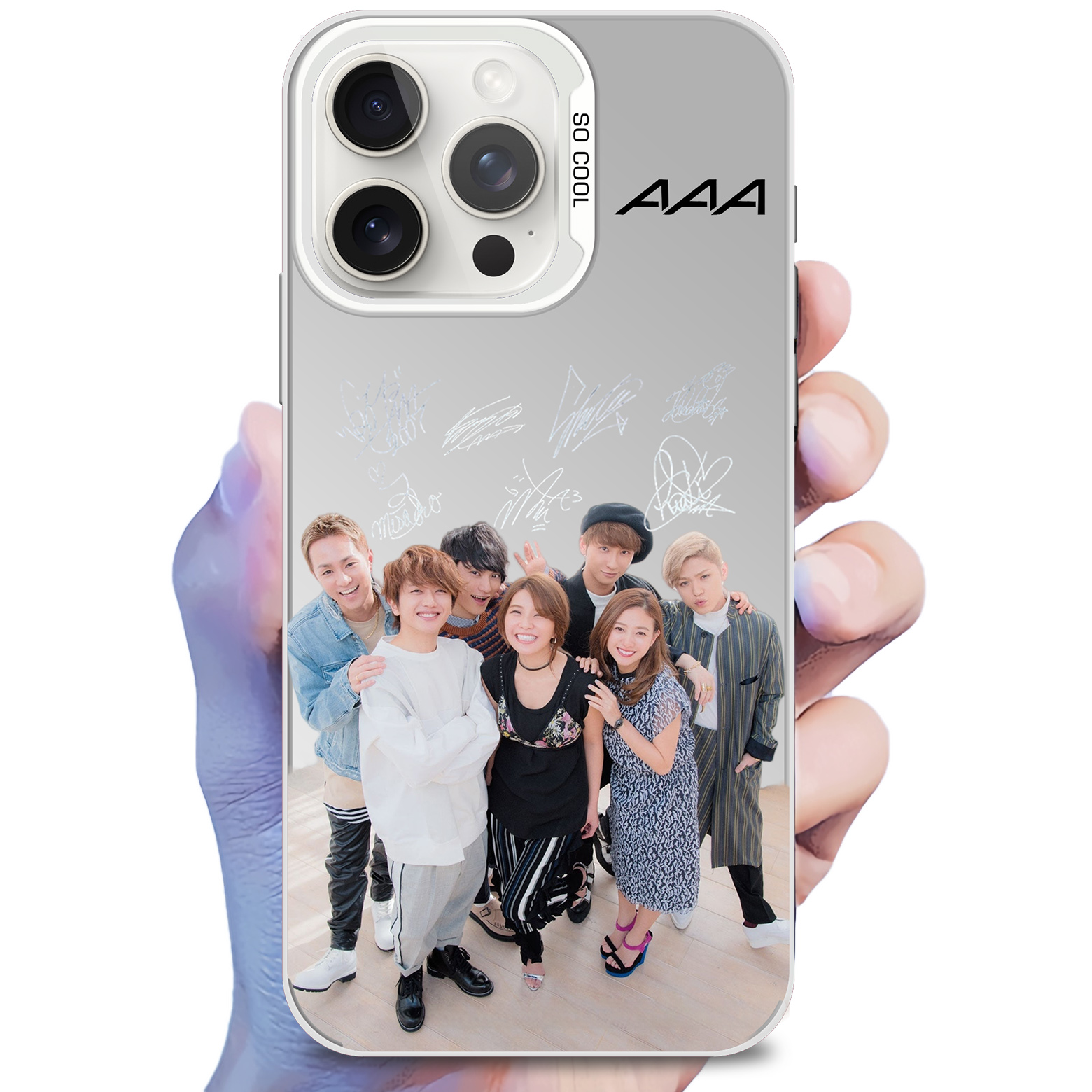 レーザーグラデーションスマートフォンケース-銀【AAA】