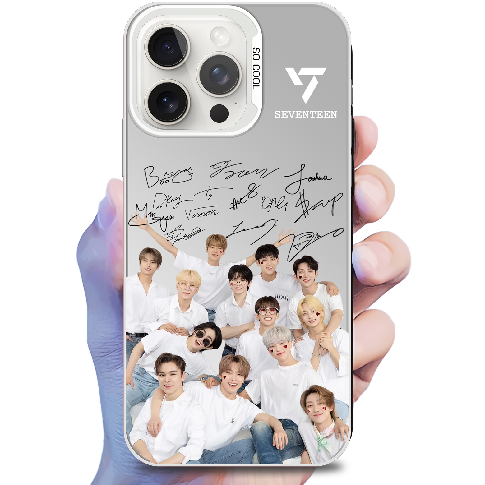 ミラースマホケース-銀【SEVENTEEN】-B