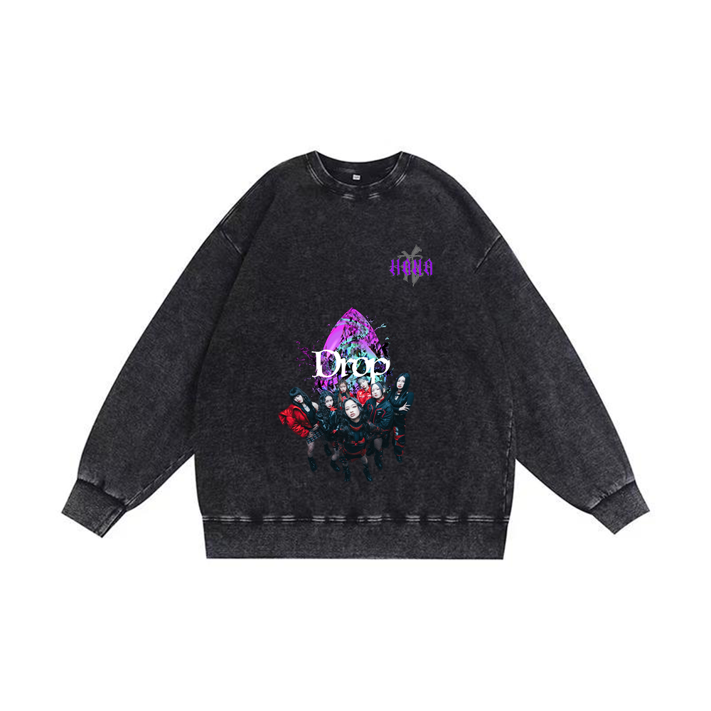 半袖・長袖 厚手エイジング加工Tシャツ／スウェット【HANA/Drop】-P