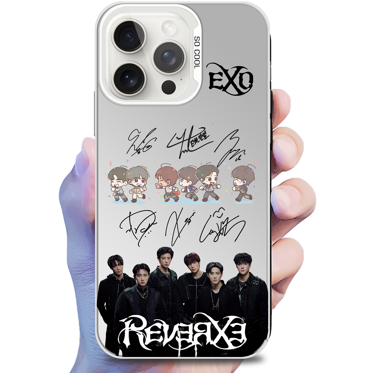 ミラースマホケース-銀【EXO/REVERXE】-B