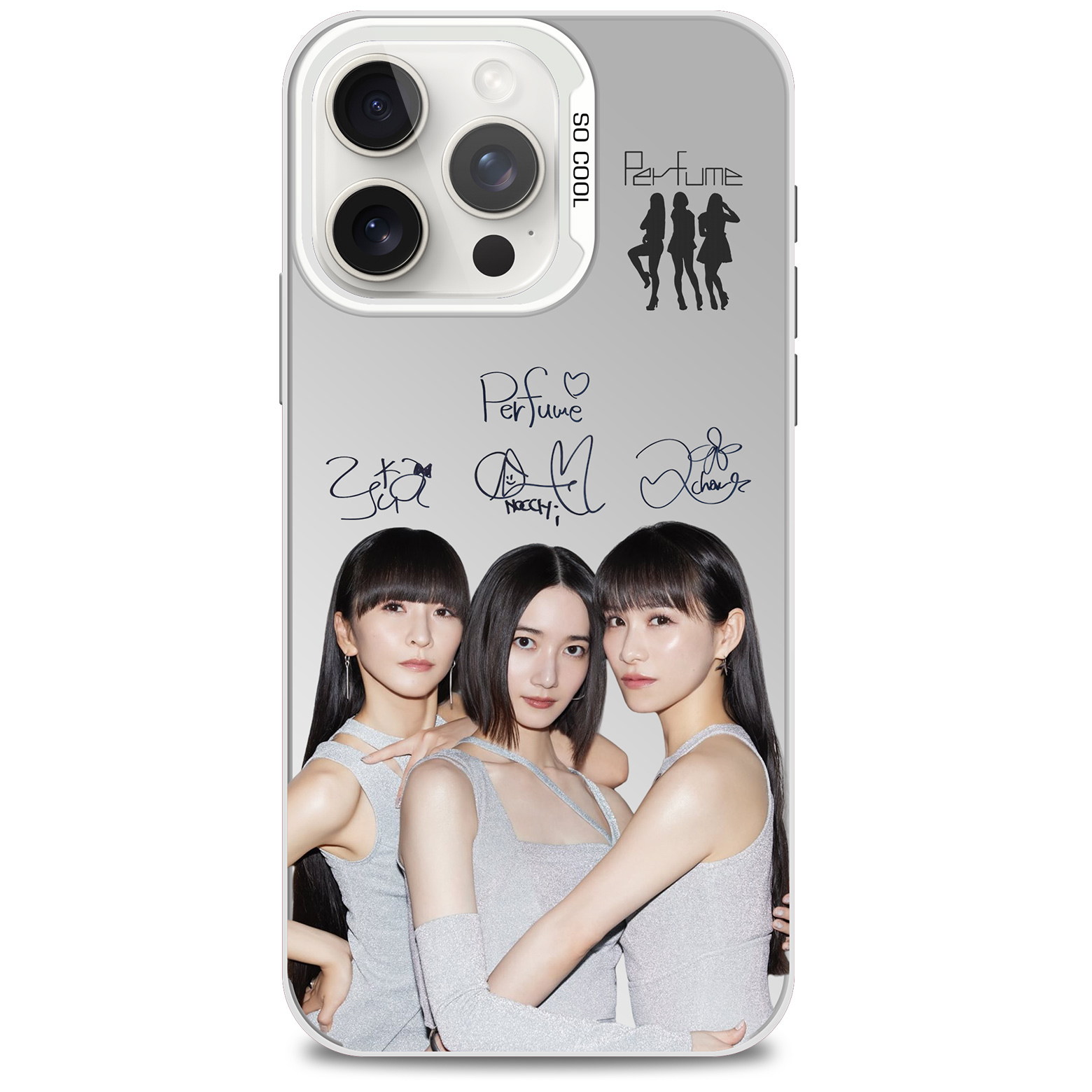 レーザーグラデーションスマートフォンケース-銀【Perfume】