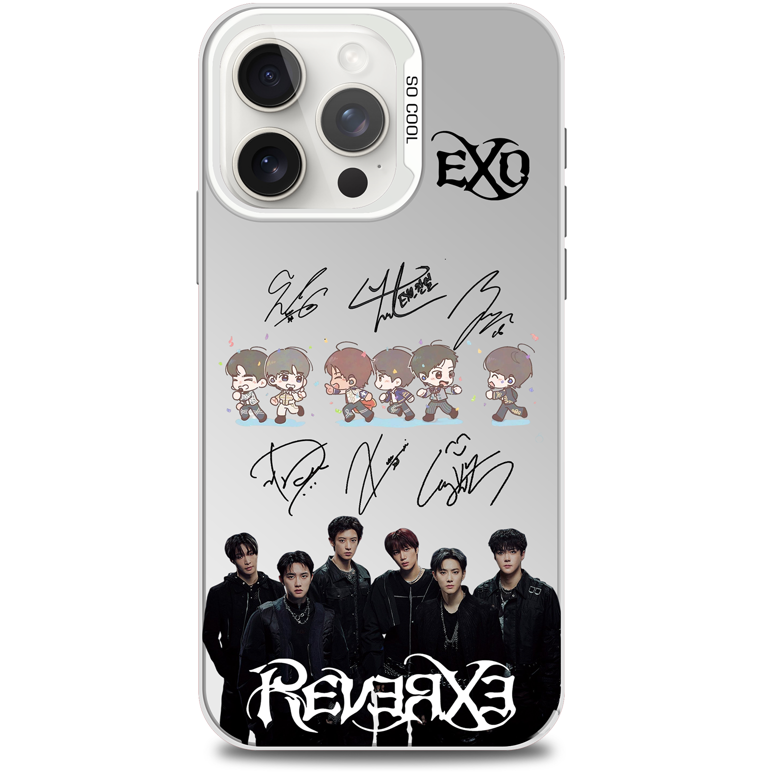 ミラースマホケース-銀【EXO/REVERXE】-B