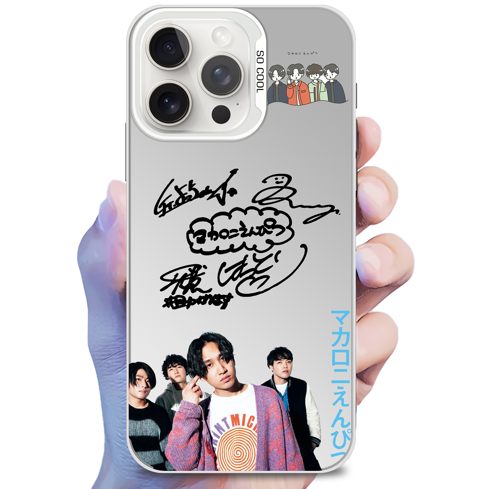 ミラースマホケース-銀【マカロニえんぴつ】