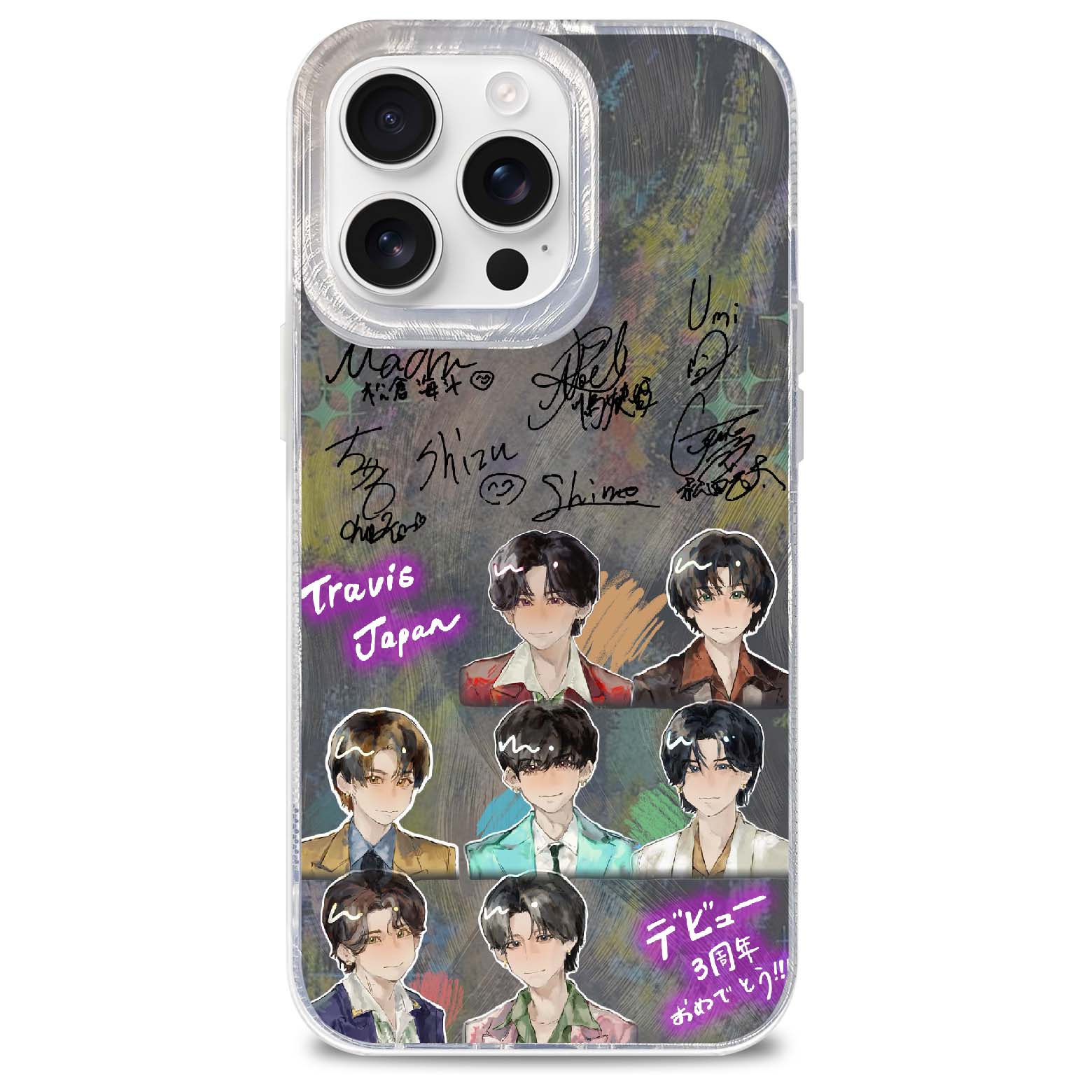 フェザーテクスチャーレーザーグラデーションスマートフォンケース【Travis Japan】