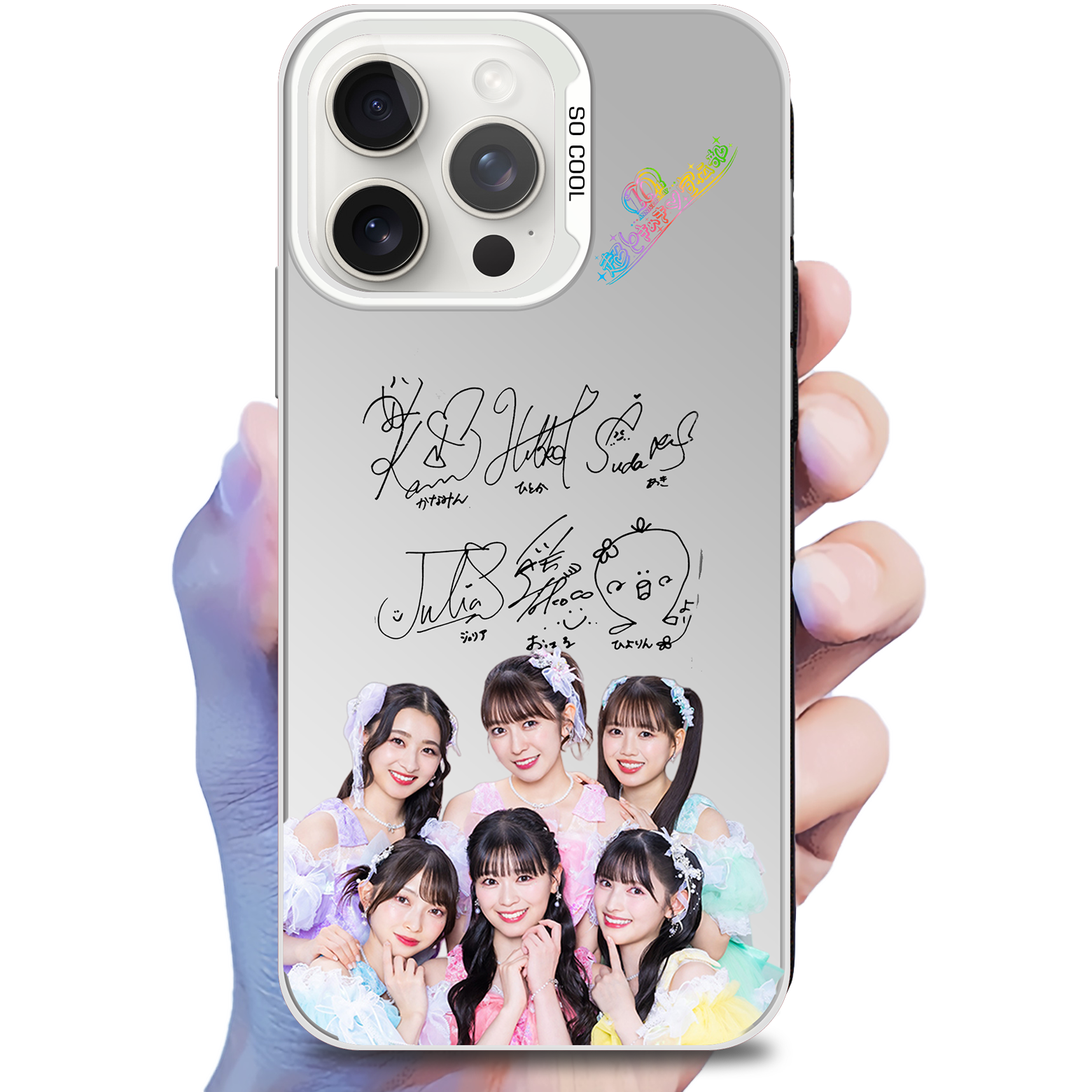 ミラースマホケース-銀【超ときめき♡宣伝部/あっち向いてキュン】-B