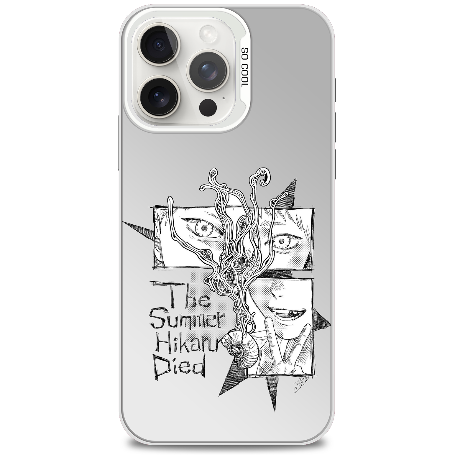 レーザーグラデーションスマートフォンケース-銀【光が死んだ夏】